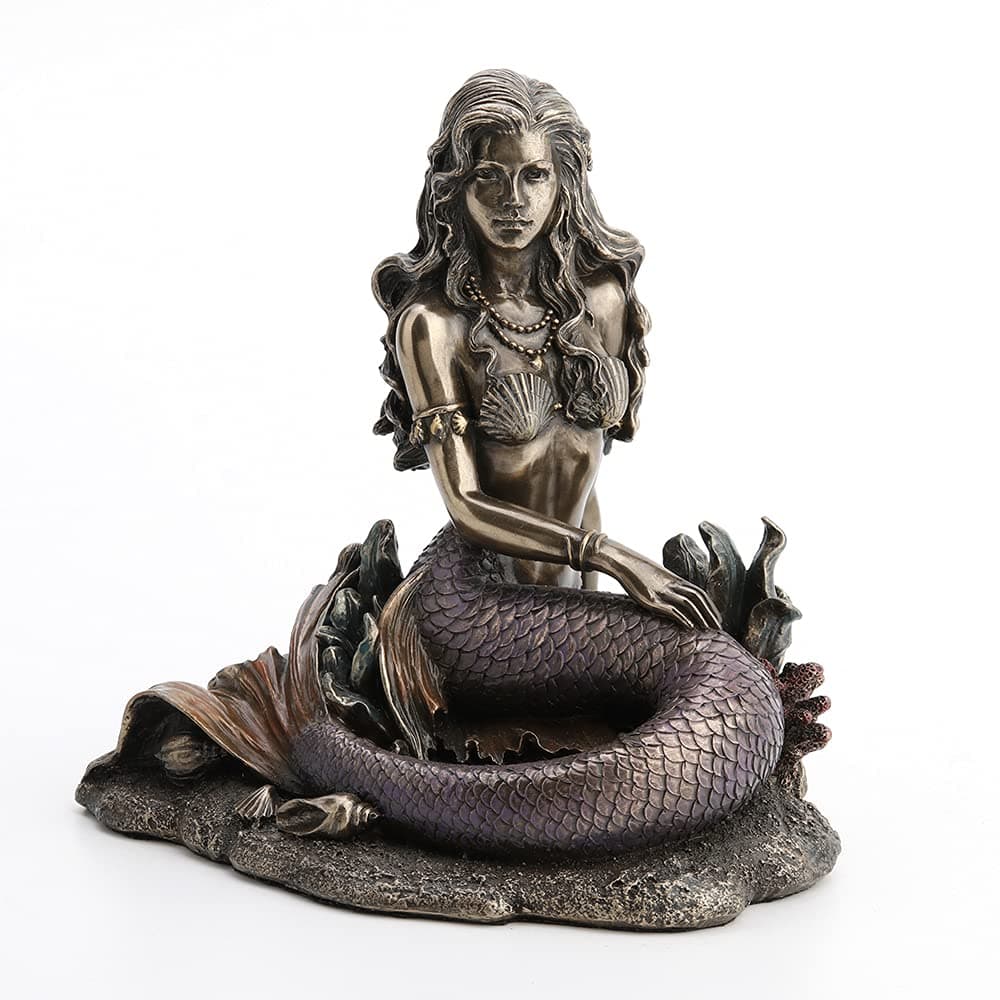 Veronese Enchanted Song Bronze Finish Mermaid Sitting On Ocean Floor Statue