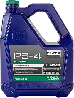 PS4 All-Season 4 Cycle 5W50 Full Synthetic Motor Oil for Specific RANGER, GENERAL, RZR, Sportsman, Scrambler Models With 4 Stroke Engine, PS-4 Oil for UTV SxS ATV, 1 Gallon, Qty 1-2876245