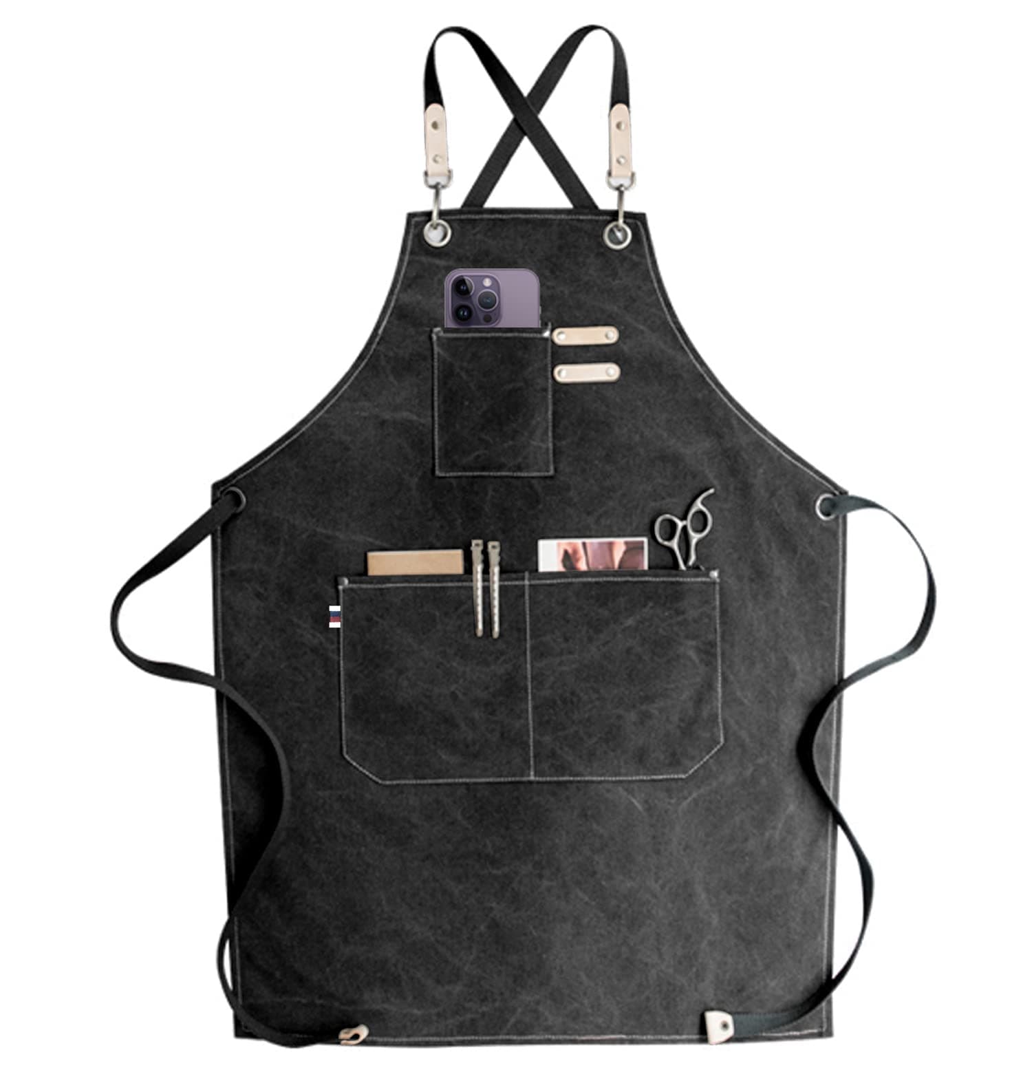 carrotezChef Apron, Waterdrop Resistant Cotton Canvas Cross Back Adjustable Apron, M-XXL (Black)