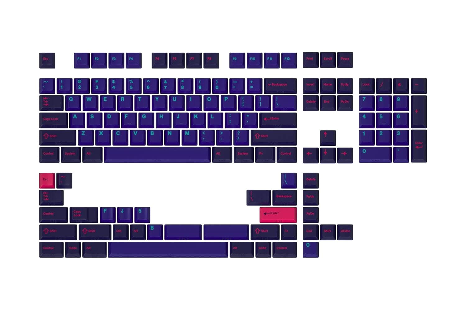 Drop + MiTo GMK Laser Custom Mechanical Keyboard Keycap Set - 129-keys, Doubleshot, Cherry Profile, for 60%, TKL, 1800 Layouts, etc. (Cyberdeck)