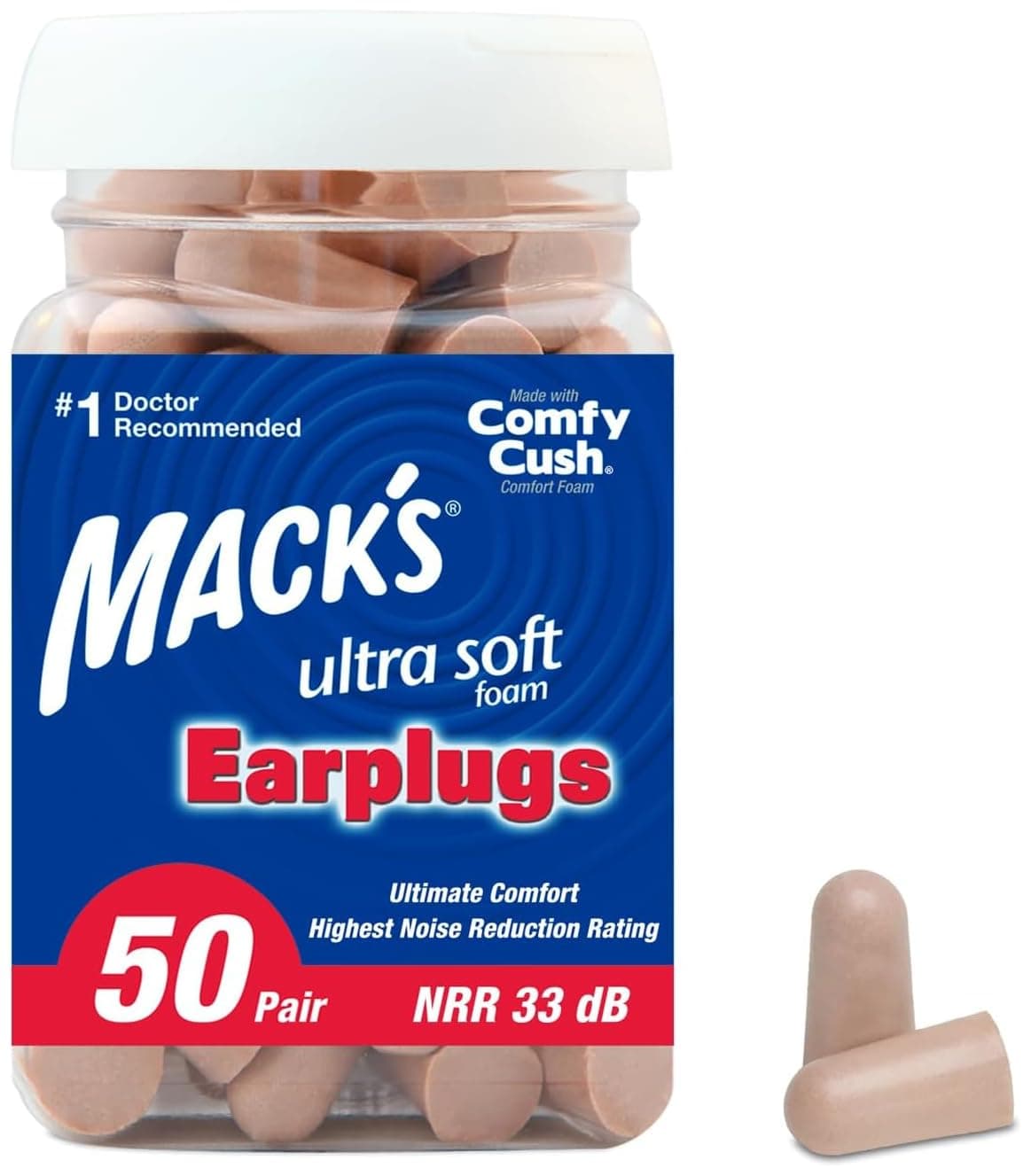 Mack's Ear Care Ultra Soft Foam Earplugs, 50 Pair