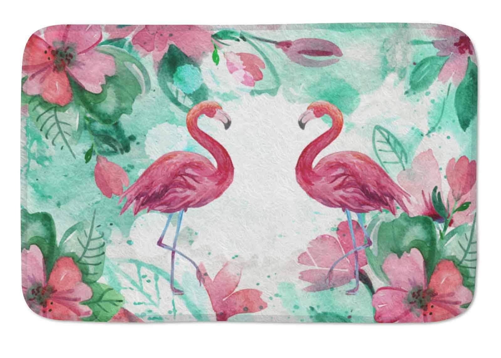 Watercolor Flamingo and Tropical Leaves Doormats Door Mat Entrance Mat Floor Mat Welcome Mats/Outdoor/Front Door/Bathroom Mats Rugs for Home/Office/Bedroom Non Slip Backing 23.6" L x 15.7" W