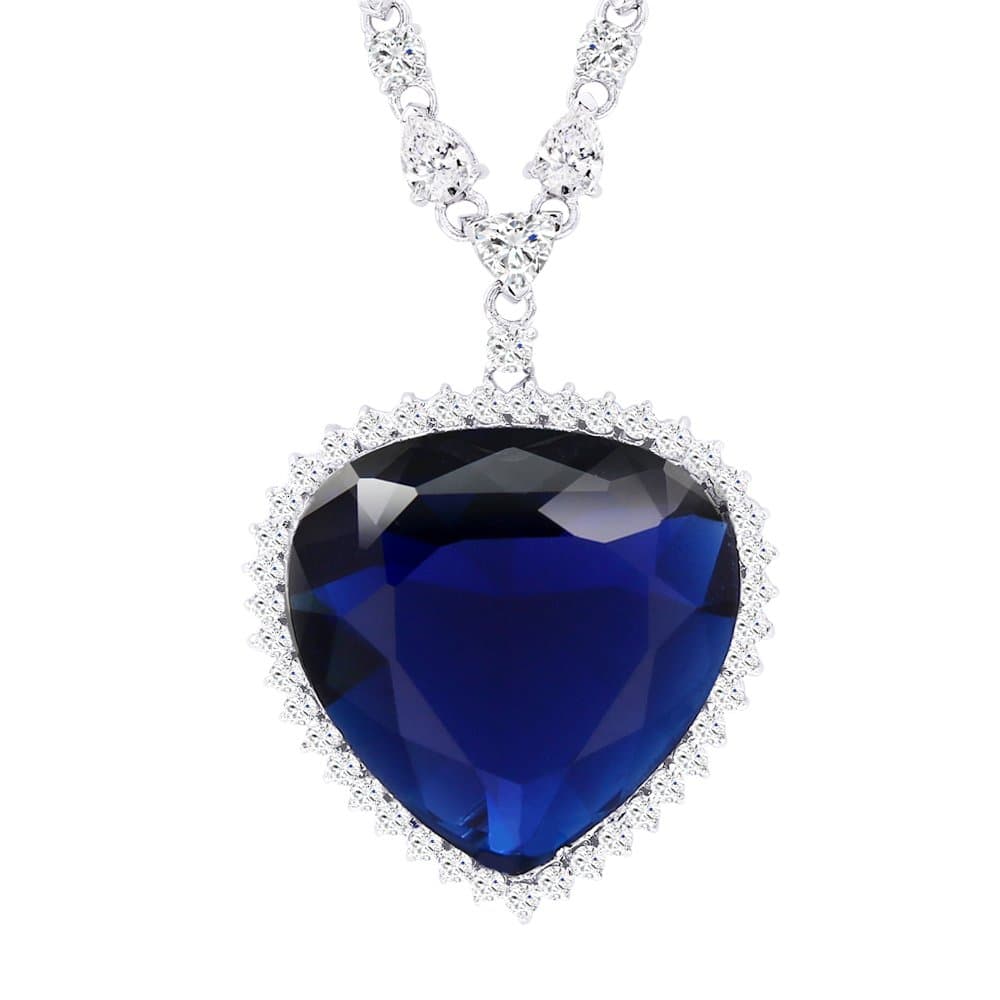 Charm Sparkly Heart of Love Big Blue Necklaces & Pendants Jewelry Women Party Anniversary