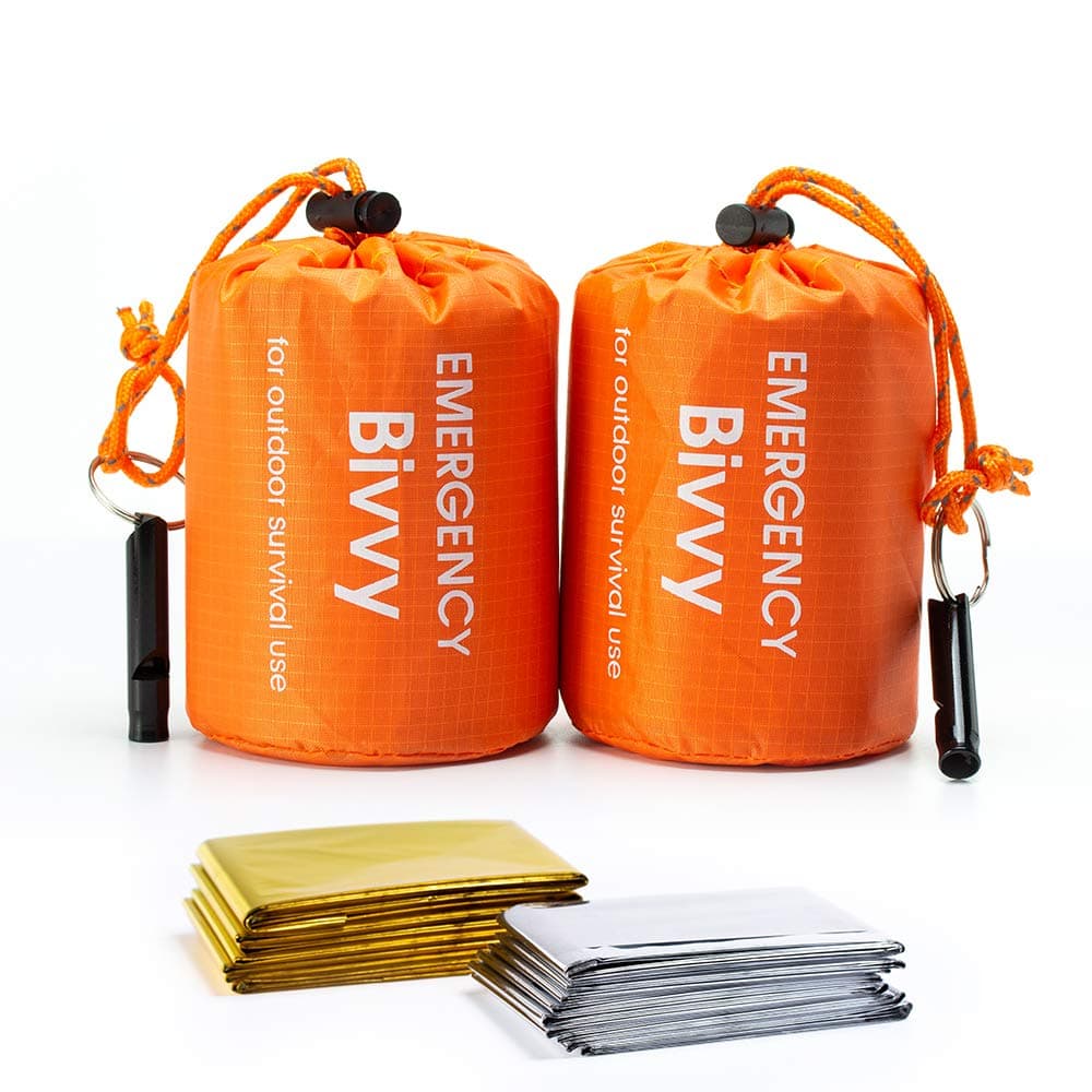 Shayson 2 PCS Survival Sleeping Bag, Emergency Bivvy Bag Rescue Blanket for Outdoor Camping and Hiking