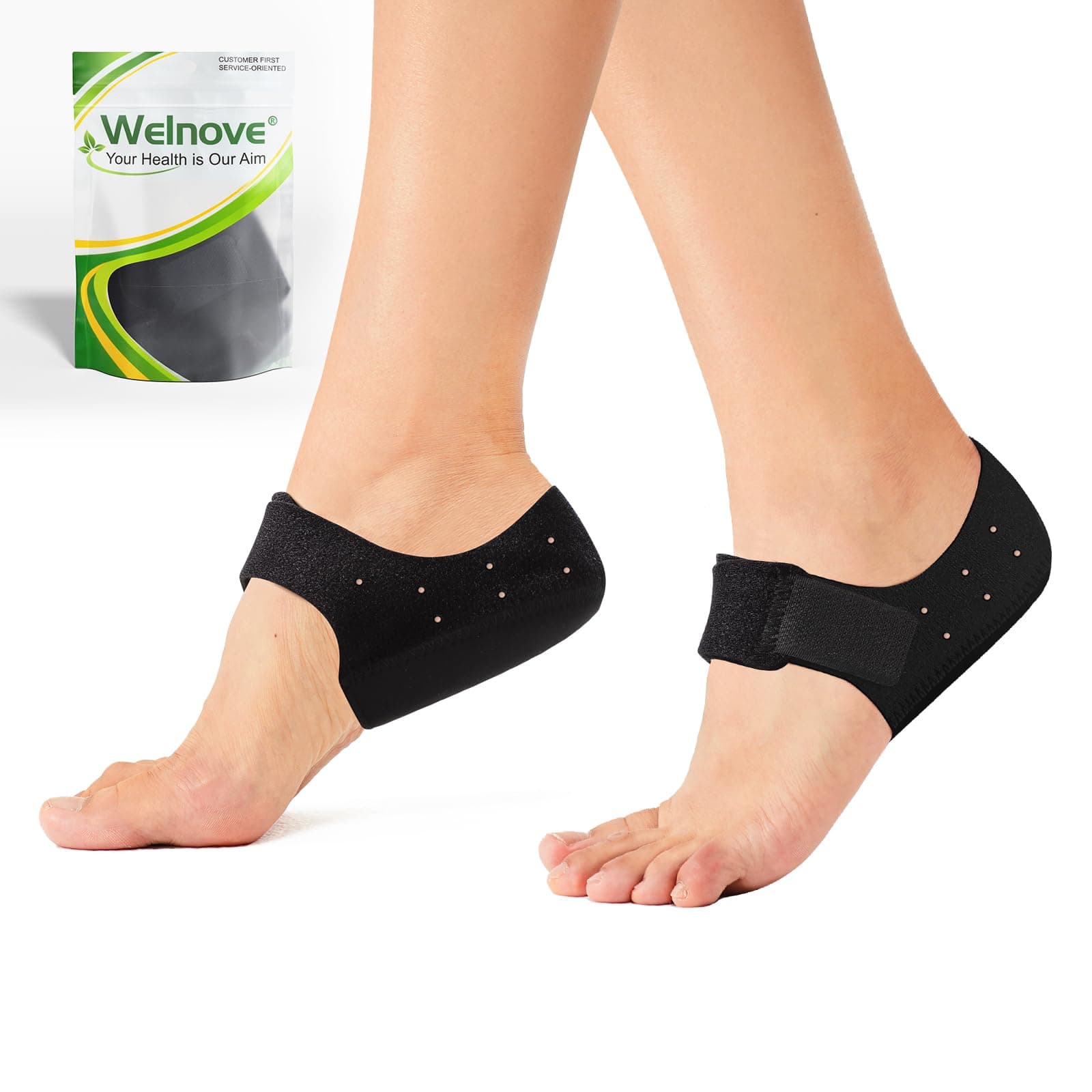 Welnove 2PCS Heel Protectors, Heel Pads, Heel Support for Heel Pain from Plantar Fasciitis - Heel Spur -Tendinitis- Cracked Heels, Small Size