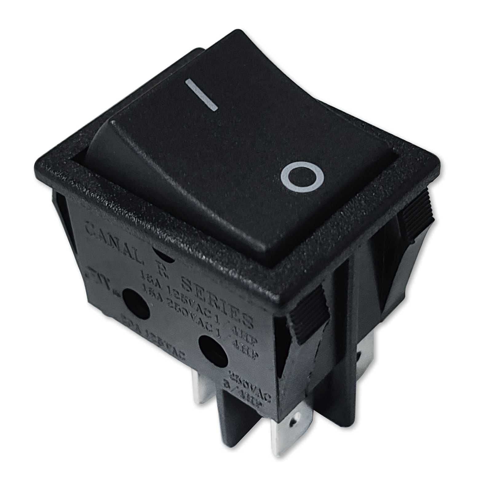 On/Off Boat Rocker Switch Canal R Series DPST 20 A 16 A 125 250VAC Replace Hongju Taiheng TH3 Defond DRH-2415-3 Replacement for A Variety Applications PA66 Black Easy Installation Durable