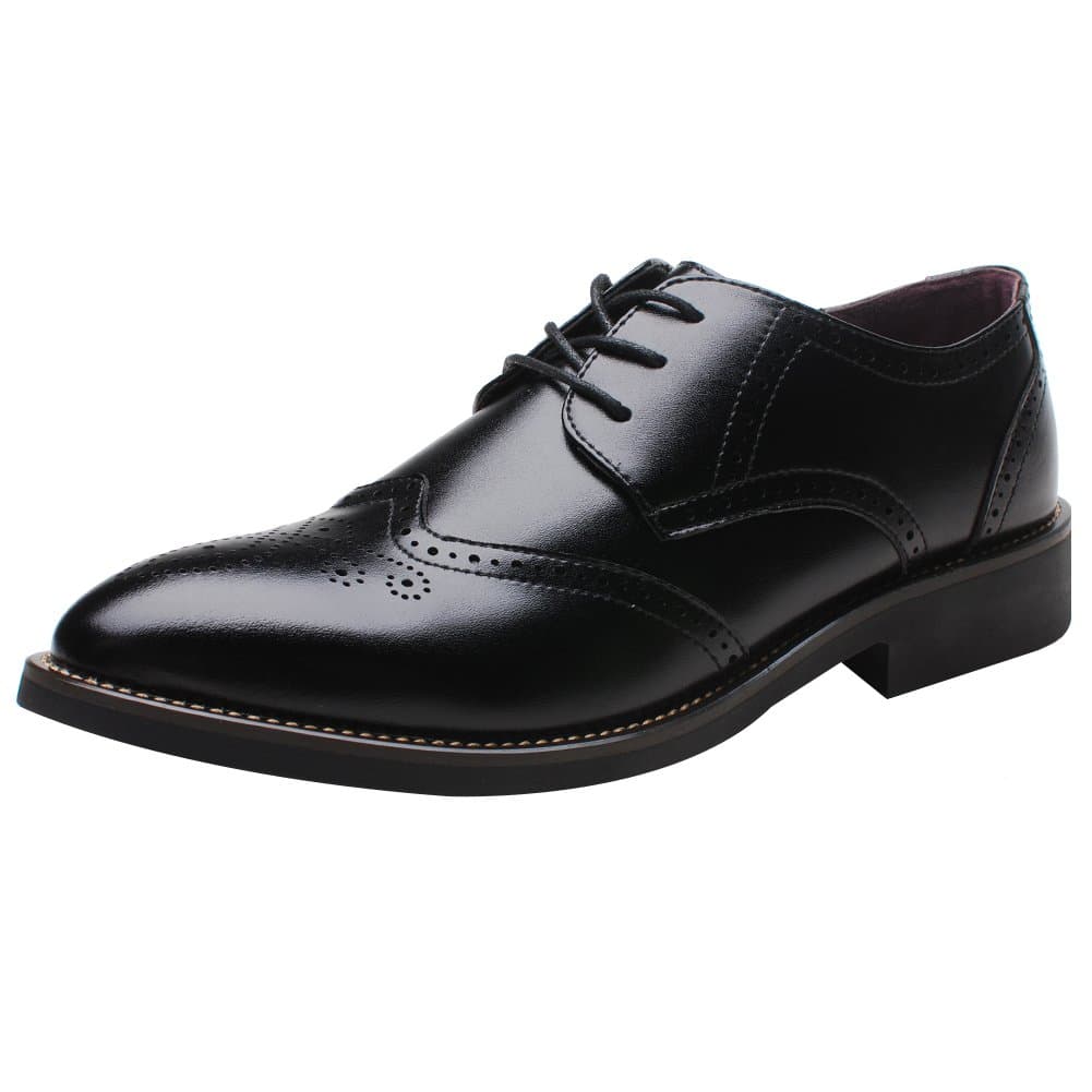 ANUFER Mens British Style Wingtip Brogue Dress Shoes Elegant Pointed Toe Derbies