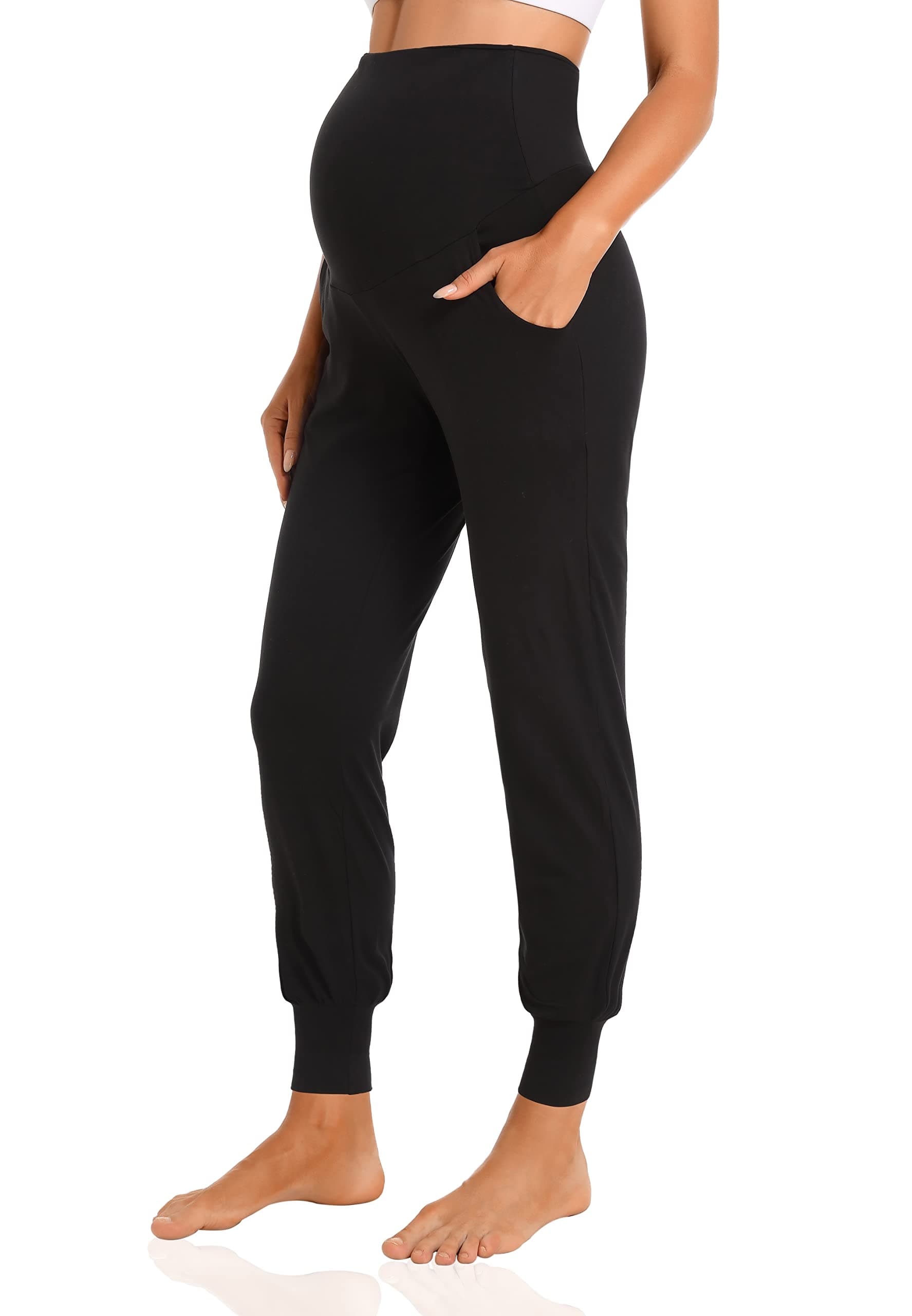 Women's Maternity Pants Maternity Activewear Jogger Track Cuff Sweatpants Over The Belly Stretchy Pregnancy Pants