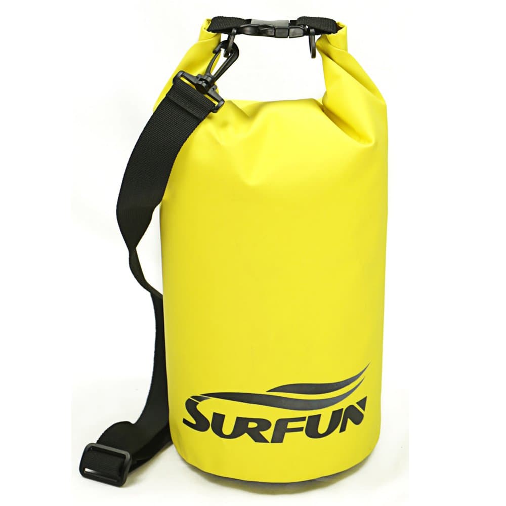 Surfun Durable Waterproof Dry Bag Dry Sack with Shoulder Strap for Camping Kayaking Hiking Boating Rafting Swimming and Floating (Yellow, 20 Liters)