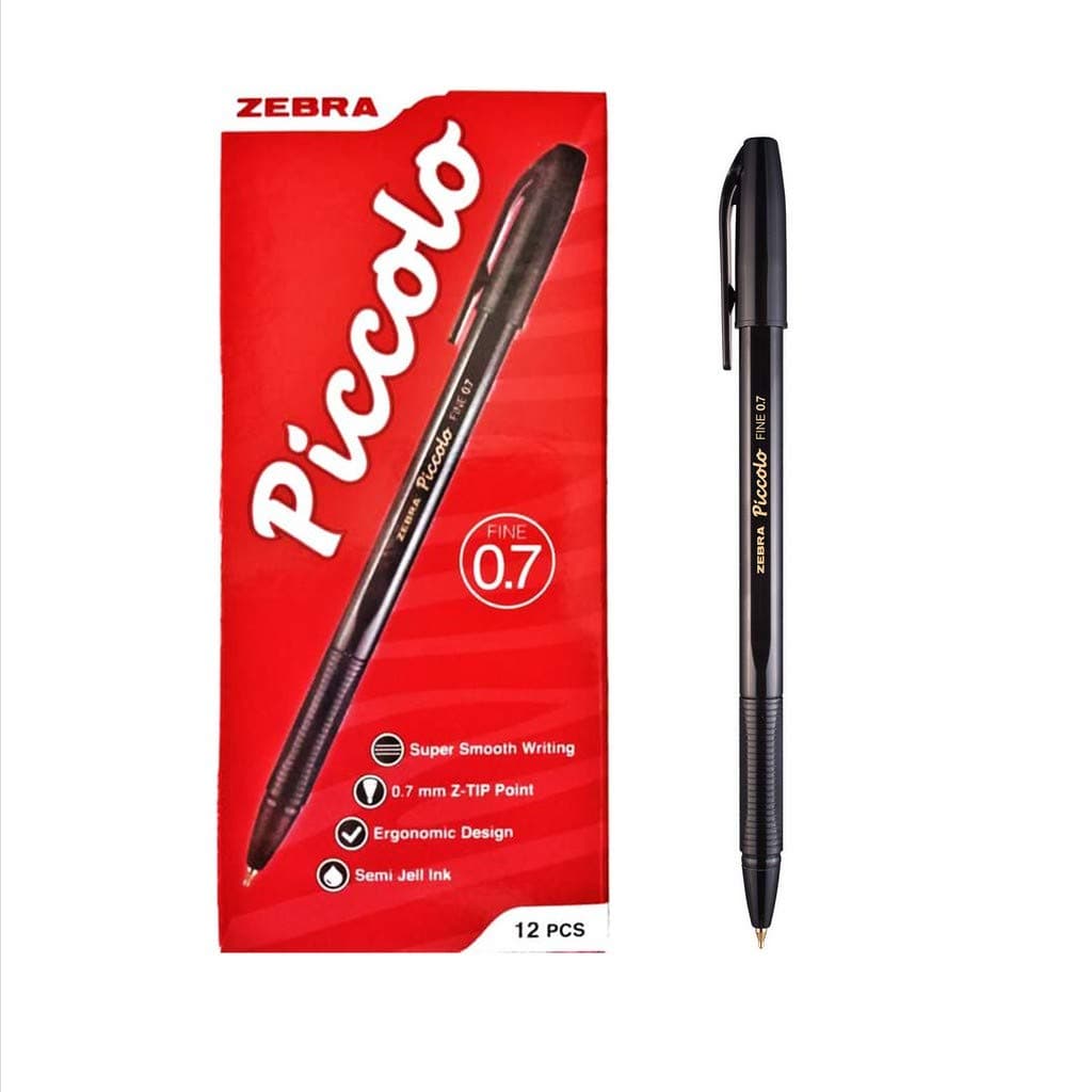 Zebra Ball Pen 0.7 Black - Piccolo (Pkt of 12)