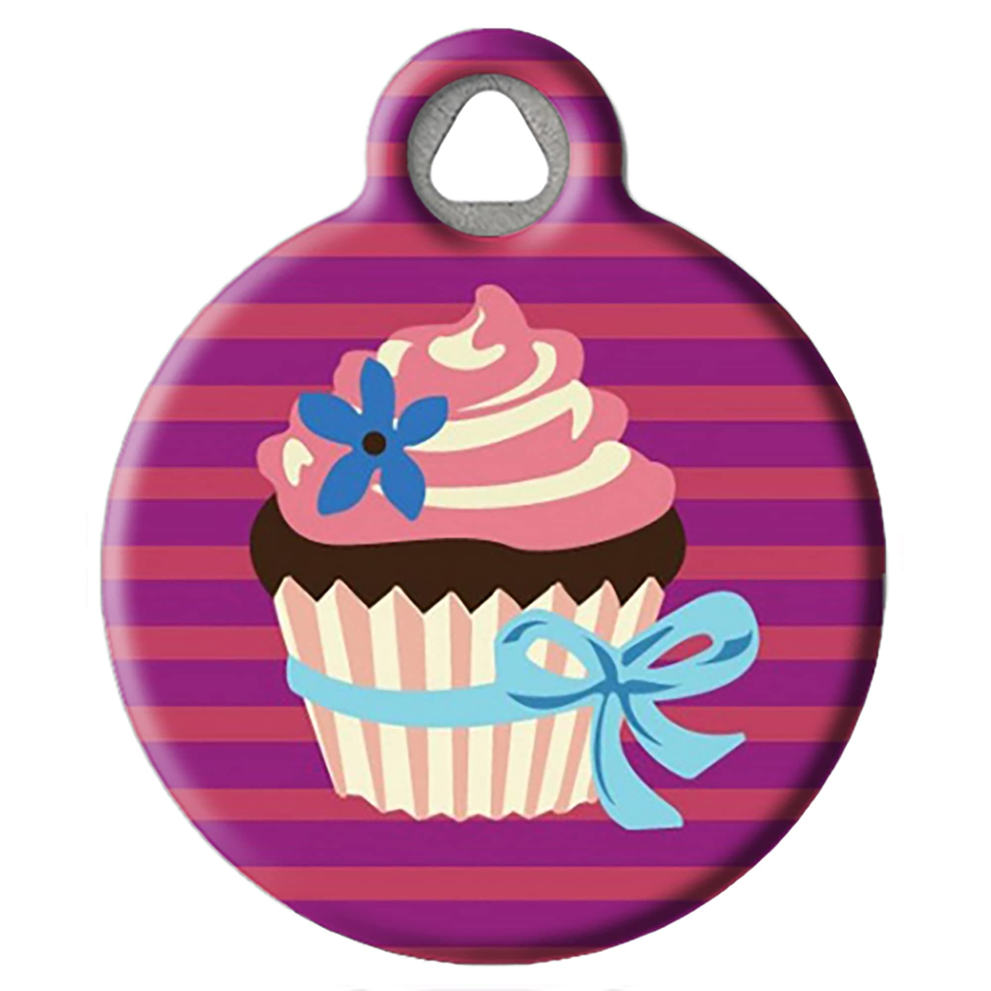 Dog Tag Art Food and Snack-Themed Custom Pet ID Tags for Dogs and Cats, Personalized Dog Tags with Customized Identification Information - Cupcake - Small