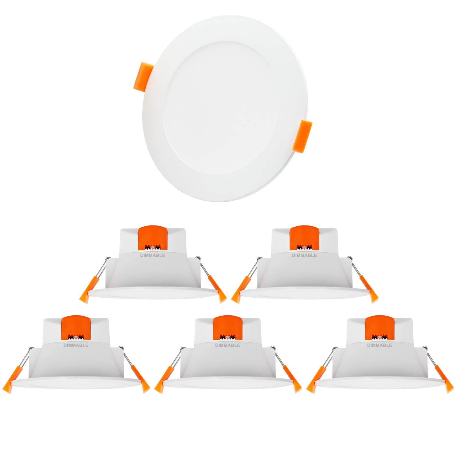 ENUOTEK Dimmable 10W LED Kitchen Bathroom Recessed Flat Ceiling Downlights IP44 LED Lamps Lighting Color Selectable 220V-240V Ceiling Hole Diameter 90-105MM 6 Lamps [Energy Class F]