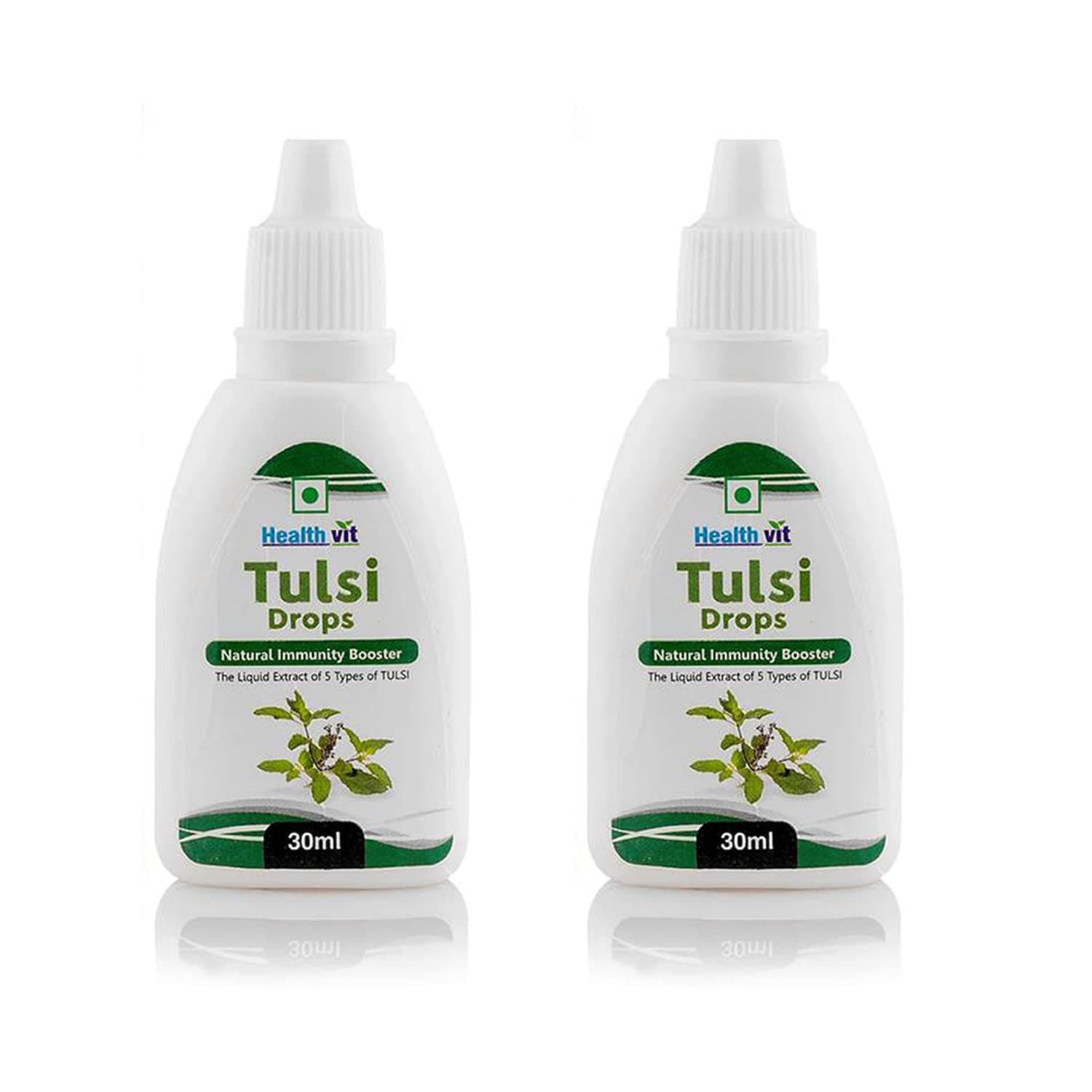 Tulsi Drops- Concentrated Extract of 5 Rare Tulsi for Natural Immunity Boosting & Cough and Cold Relief 30ml (Pack of 2)