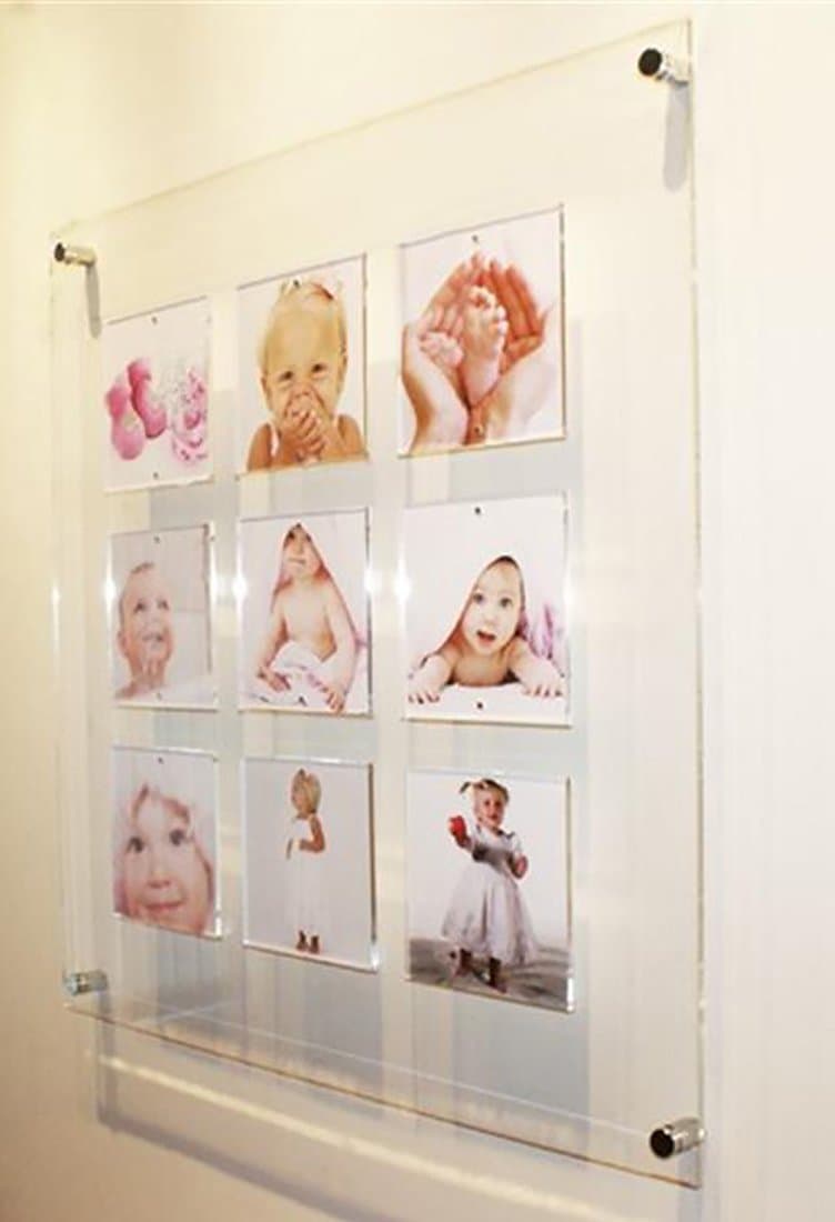 Cheshire acrylics Large multi magnetic square picture photo frame 6 x 6 easy to change your newborn baby wedding christening photos