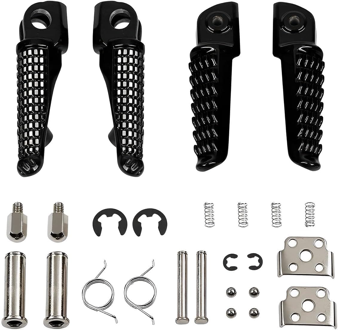 Front Rear Foot Pegs/Pedal/Footrtests for kawasaki ZX6R '03-2011, Z750 Z1000 '07-2012, ZX14 '06-2013, ZZR1200 '00-'06, ZX-10R 2004-2012, ZX-9R 1998-2003 Models (Black)