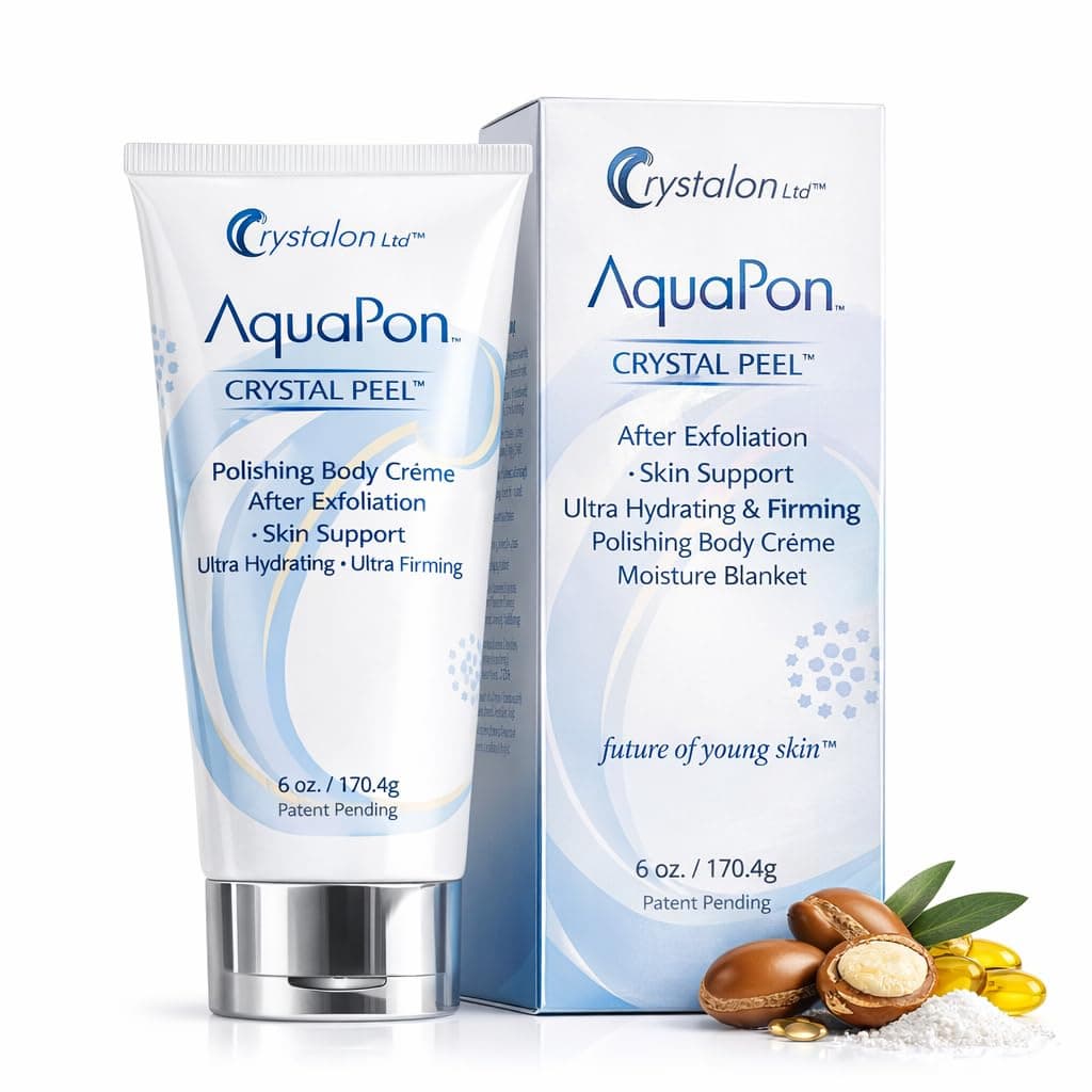 - Aquapon Body cream for Women & Men, Crystal Peel Ultra Hydrating, Sensitive Skin Safe Daily Face & Body Moisturizer for dry skin, Polishing after exfoliation Skincare for a Smooth, Soft Feel, 6 Fl Oz.
