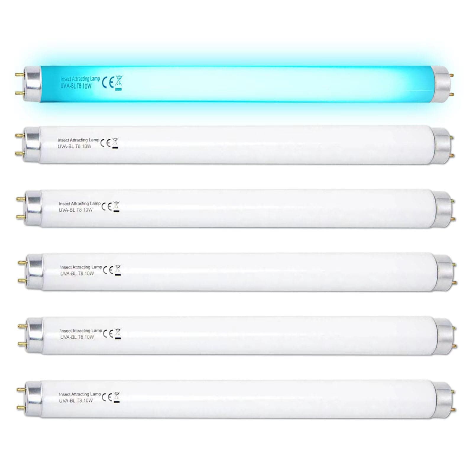 6 Pack T8F10W BL 10W Replacement Bulbs T8 10 Watts Fluorescent Tube for 20W Device 13 Inch 365-nm Black Light