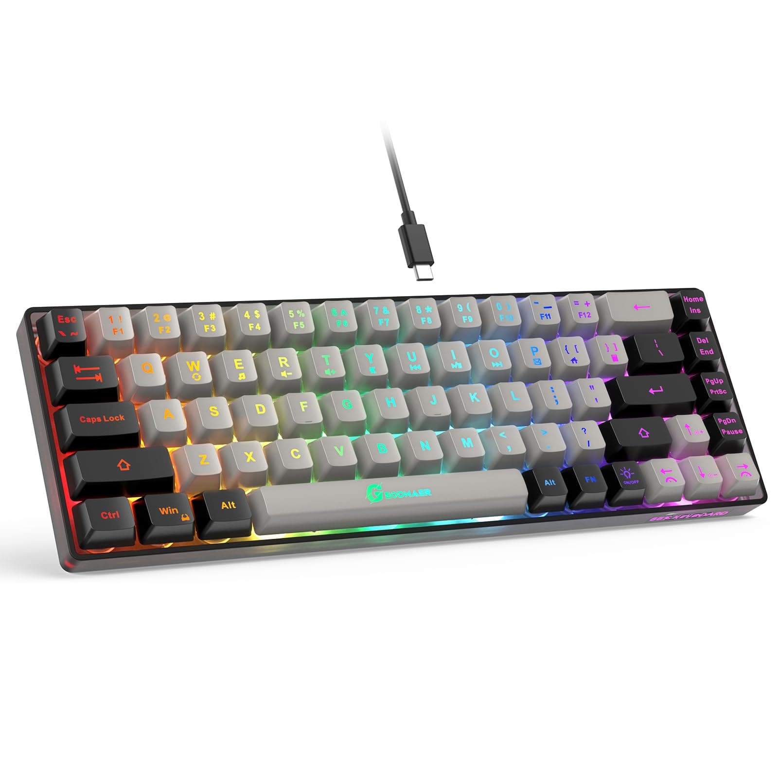 65% Gaming Keyboard, Wired Backlit Mini Keyboard, Ultra-Compact Anti-Ghosting No-Conflict 68 Keys Membrane Gaming Wired Keyboard for PC Laptop Windows Gamer