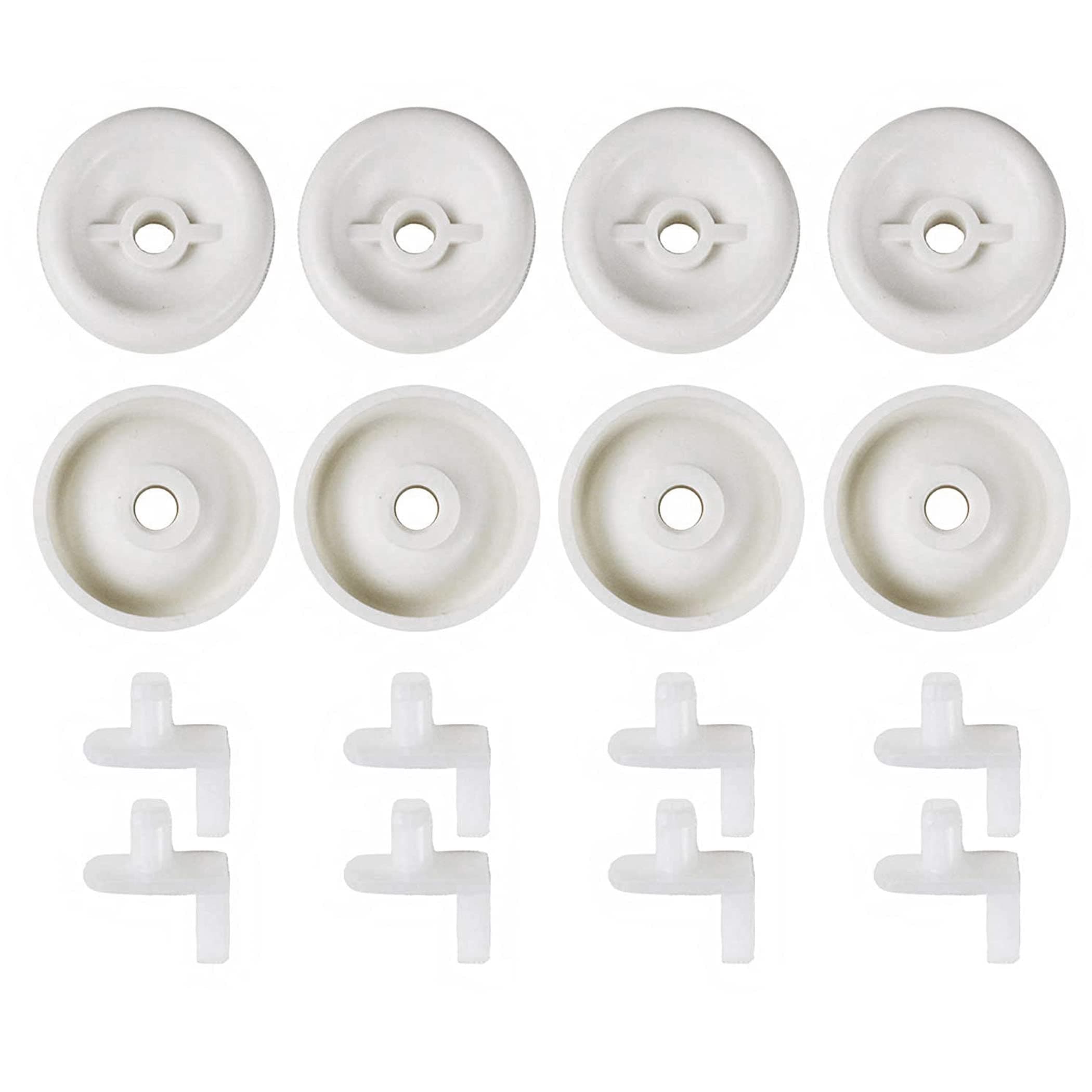 (8 Pack) Exact Replacement Dishwasher Dishrack Rollers and Studs - Lower Rack Wheel Kit Compatible with GE, Kenmore, and Hotpoint Dishwashers Part Number WD35X21038