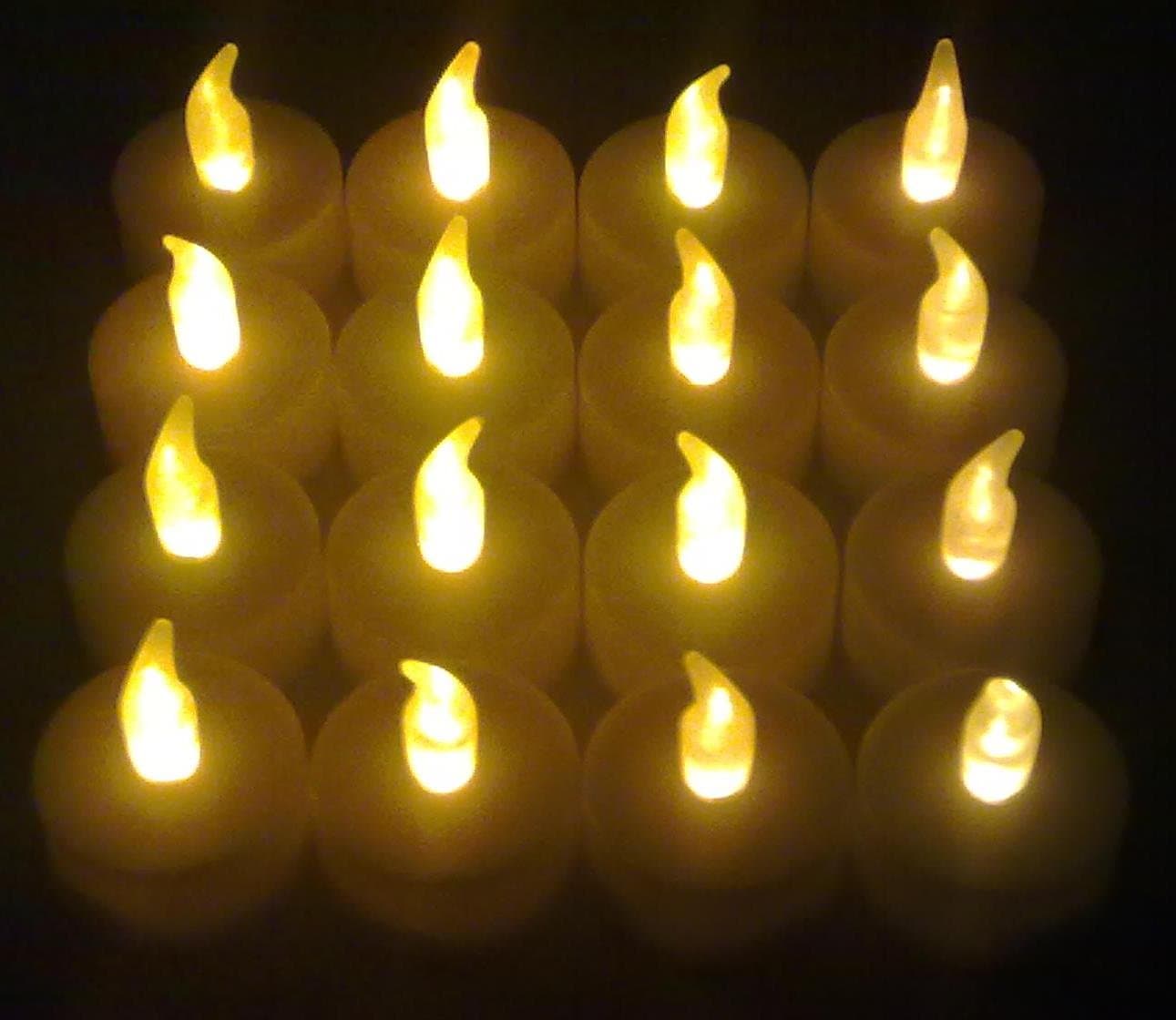 LED tealight tealights 16 pieces flickering white including batteries, Hillfield® (16)
