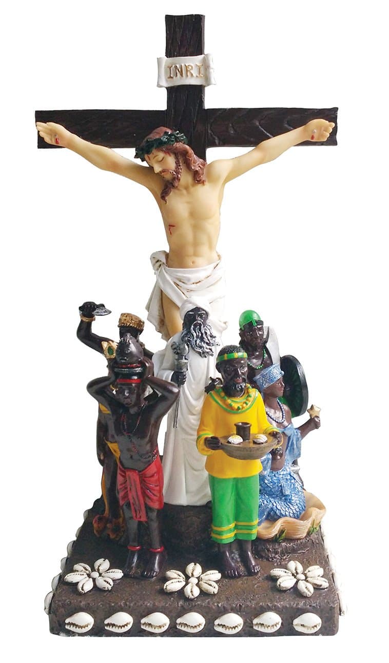 12 Inch 7 African Powers Statue with Cross Seven African Powers Estatua Orisha Statues Black Saints Sculpture