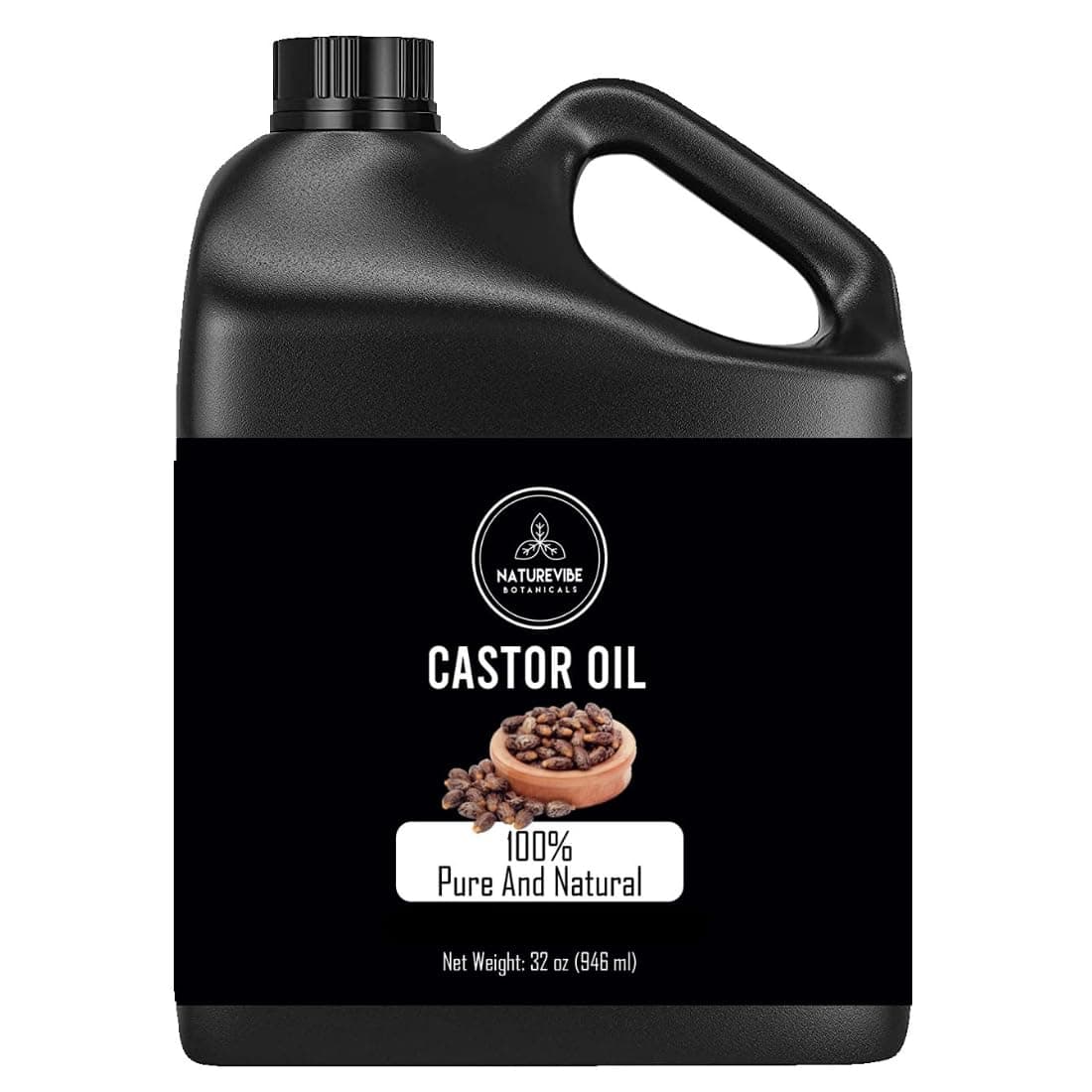 Naturevibe Botanicals Castor Oil 32 oz 100% Pure Cold-Pressed & Hexane-Free | Natural Hair, Skin & Lash Oil | Vegan, Non-GMO | Great for Hair Growth, Brows, Eyelashes & Skin Care