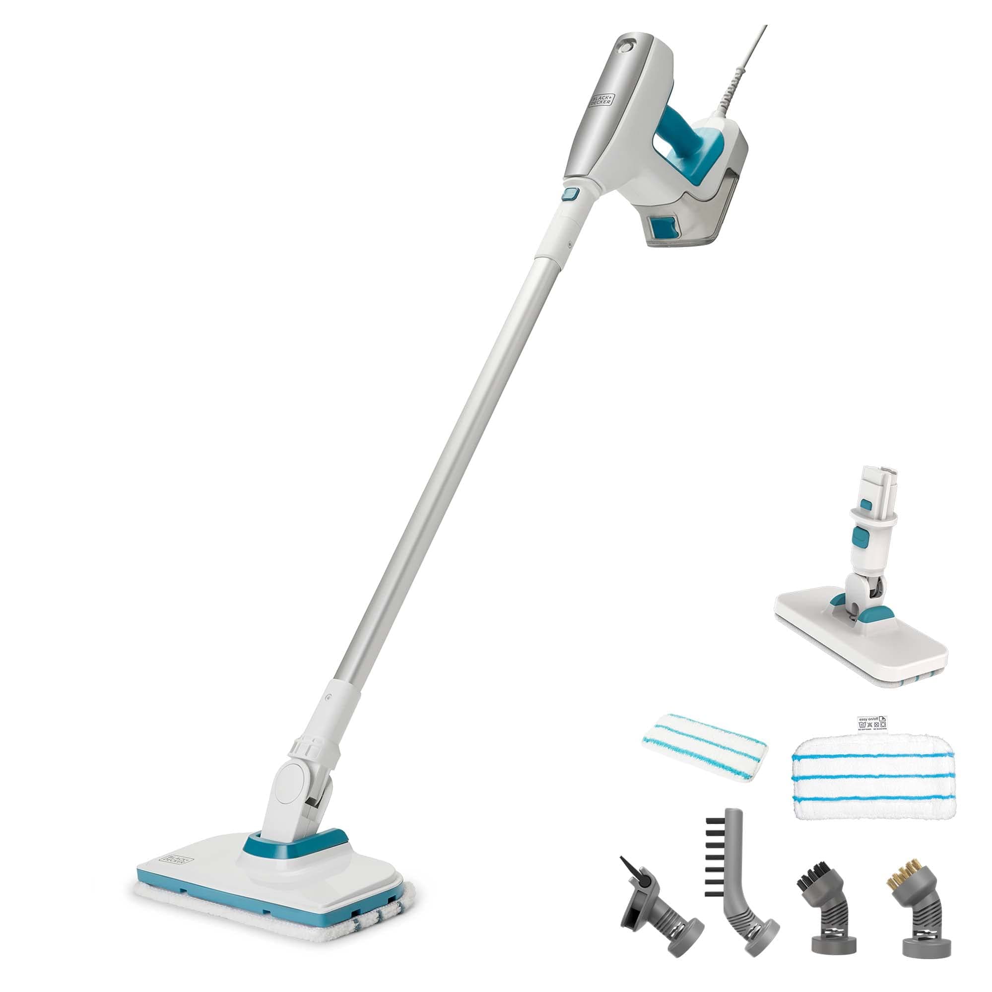 BLACK+DECKER Steam Mop, Floor and Handheld Steamer, Multi-Purpose Steam Cleaner with 6 Attachments, Corded (BHSM15FX08)