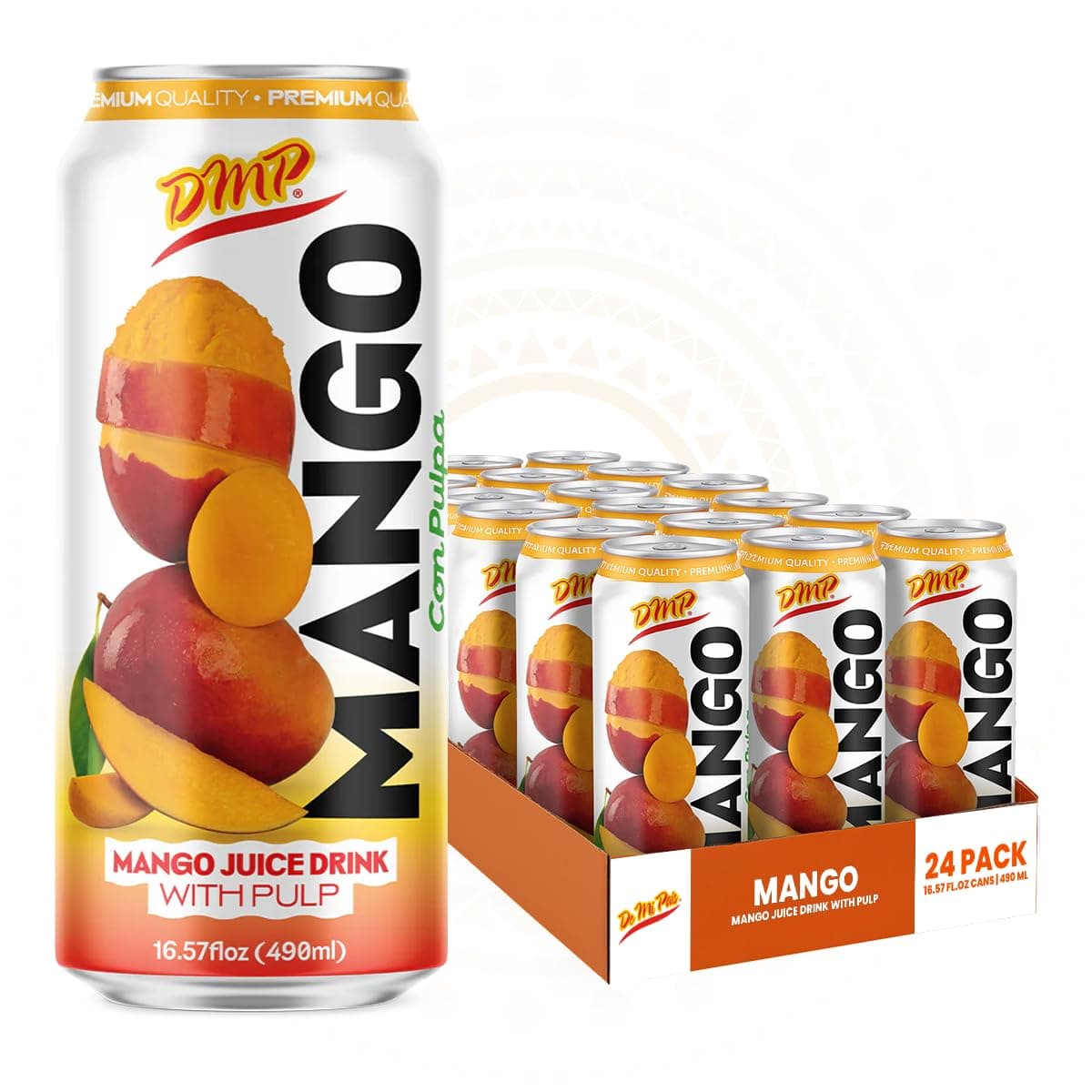 De Mi Pais Mango Juice Drink with Pulp – Refreshing Canned Juice with Real Mango Chunks, Naturally Sweet Beverage, Shake Well for Best Taste – 16.57 Fl Oz (24-Pack)