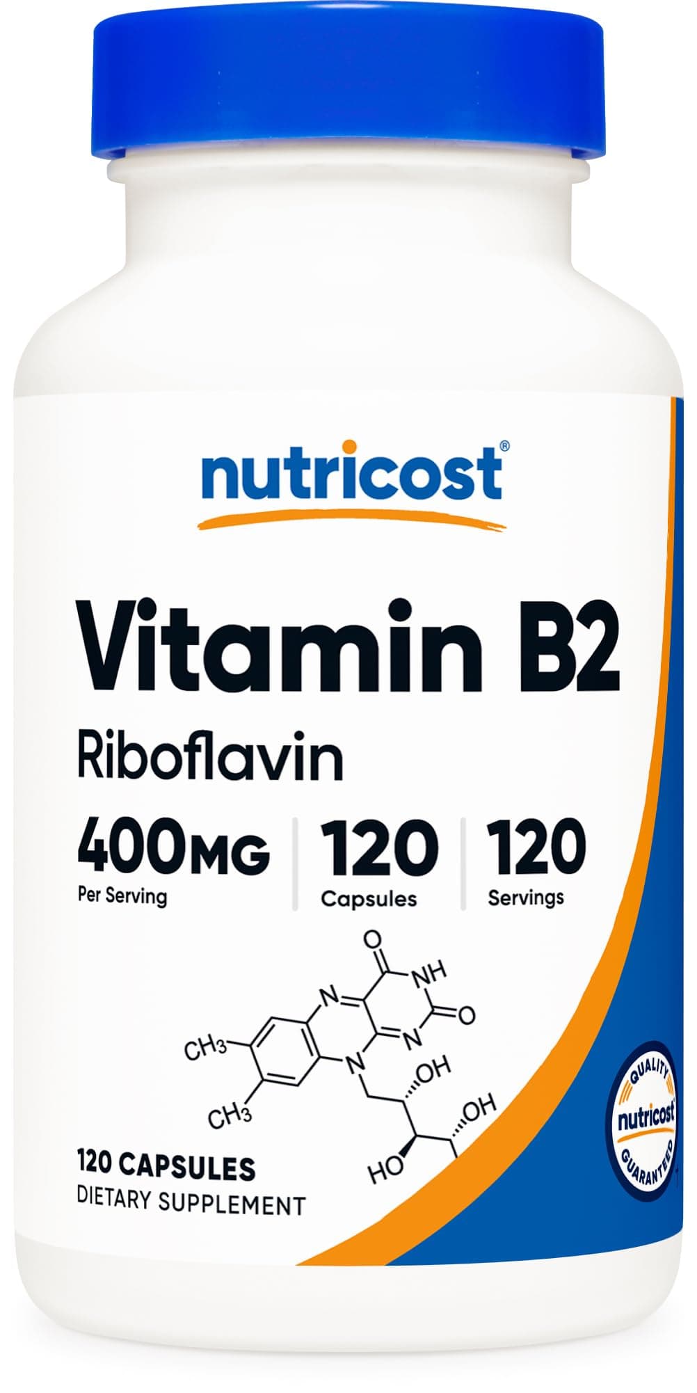Nutricost Gluten Free, Non-GMO Vitamin B2 (Riboflavin) 400mg,120 Capsules