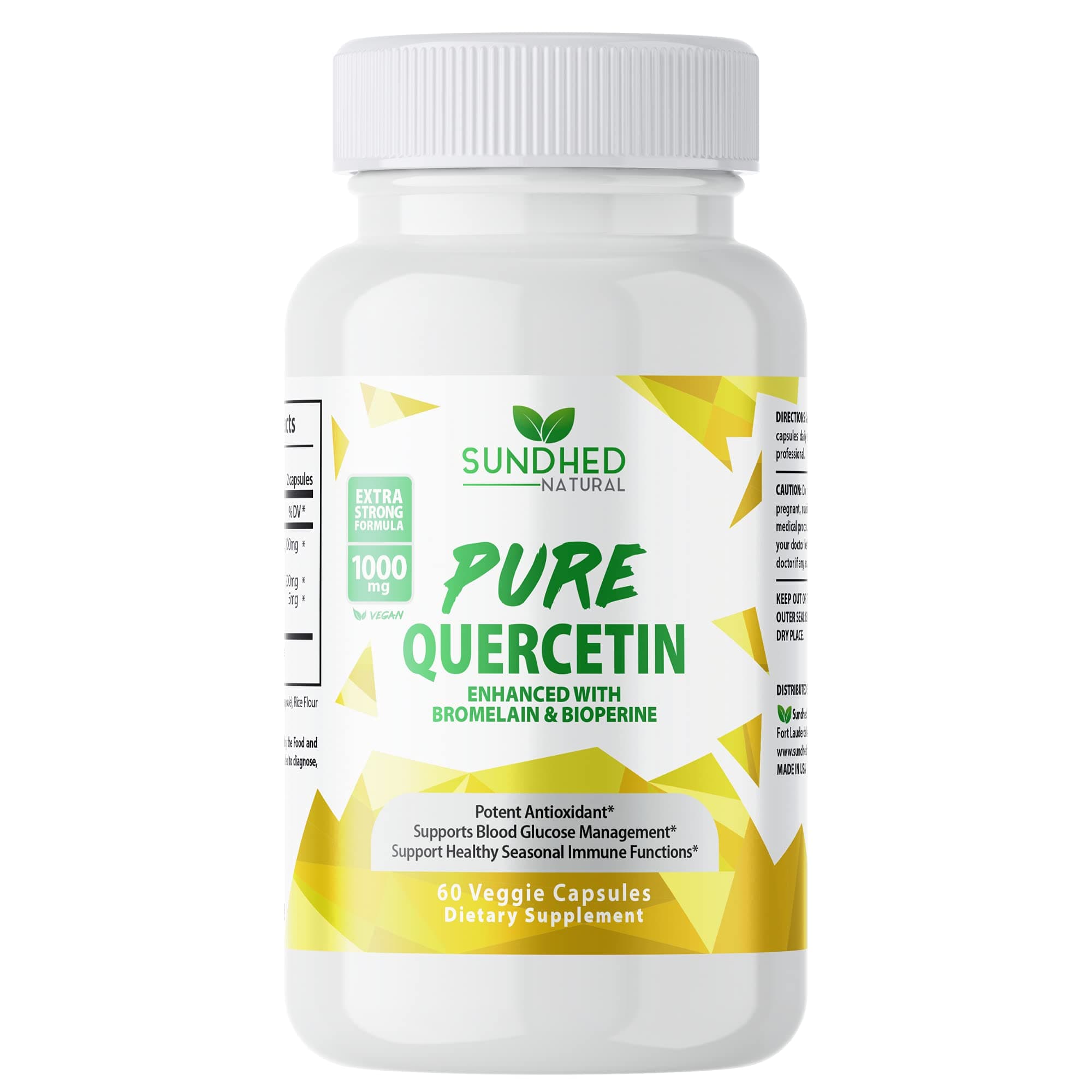 Pure Quercetin with Bromelain & Bioperine - Repisratory Health, Immune Support, Anti-oxidant, Anti-inflammatory Action