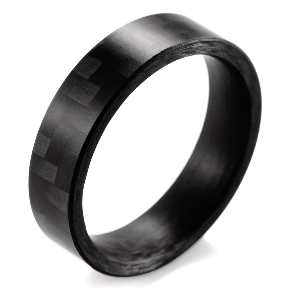 Men and Women's 6mm Flat Pure Carbon Fiber Ring