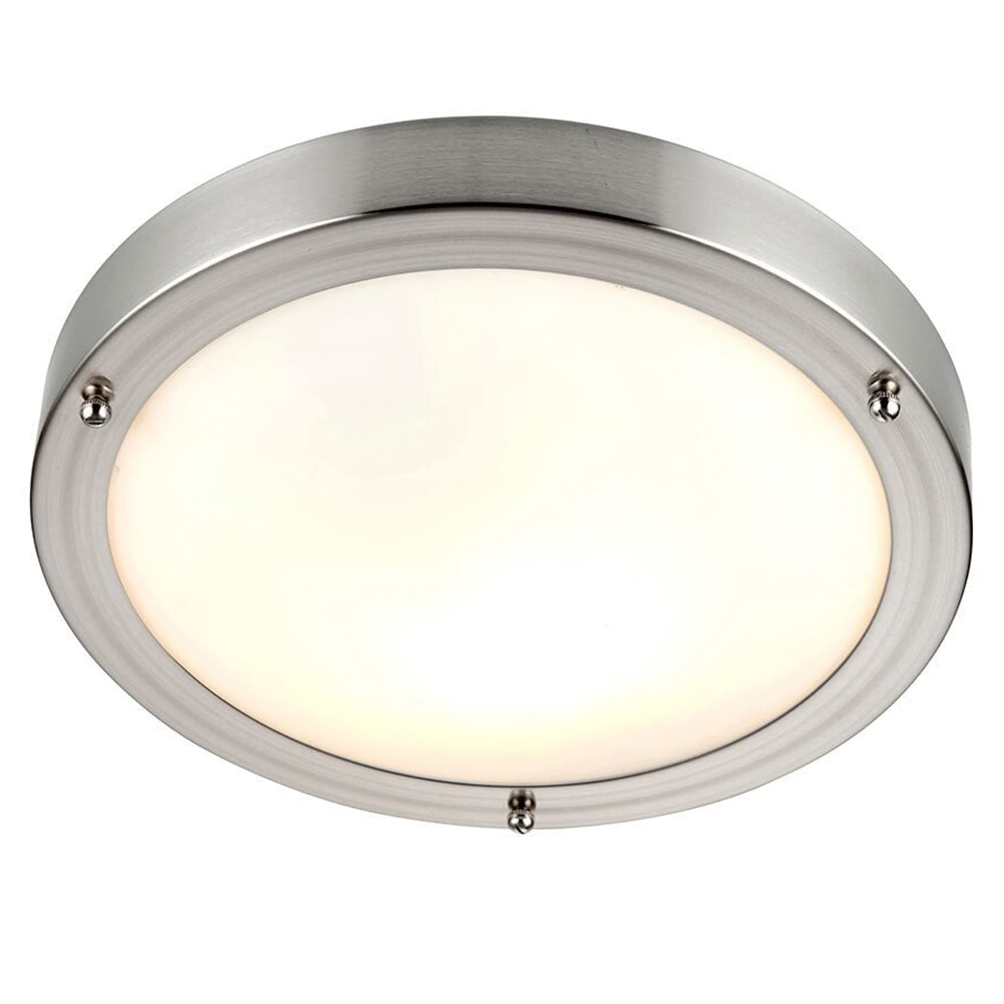 Betta Lighting Bathroom Light – Flush Mount Dome Bath Ceiling Light – Dimmable IP44 Rated LED Round Ceiling Lights for Kitchen, Bedroom, Utility Room, Bulkhead – 40W E27 (Not Included) – Satin Nickel