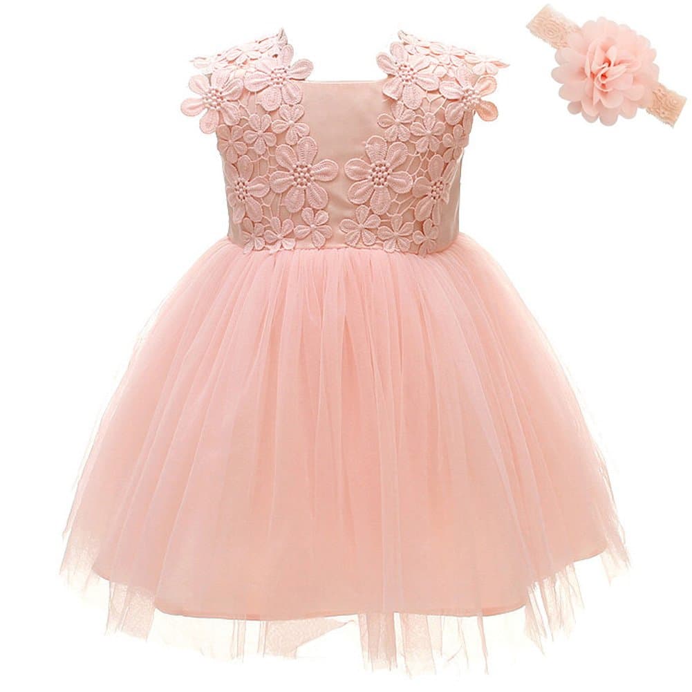 Meiqiduo Baby Girls Dress Christening Baptism Party Formal Dresses
