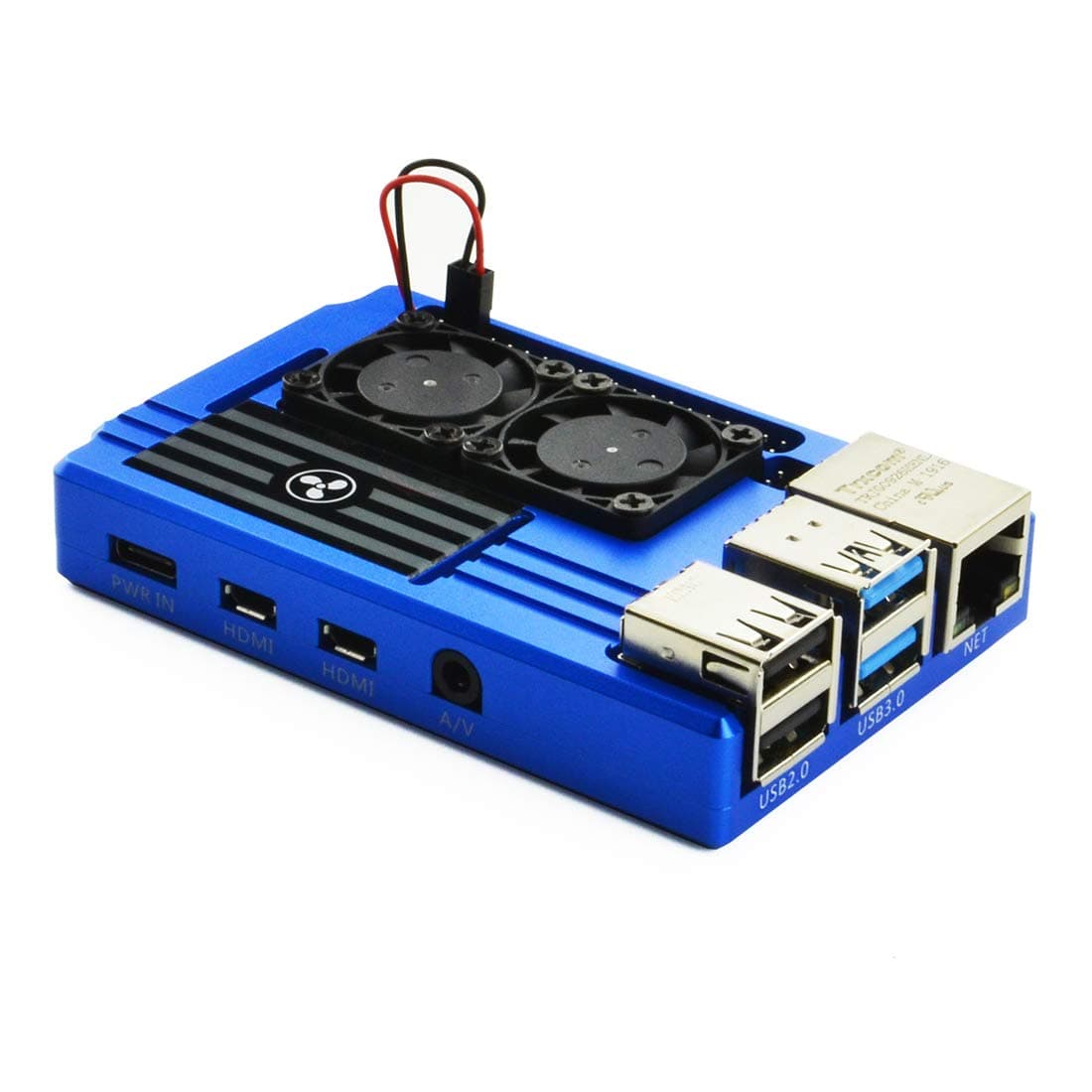 Eleduino Aluminum Case with Dual Intelligent Temperature Control Fan for Raspberry PI 4 (Blue)