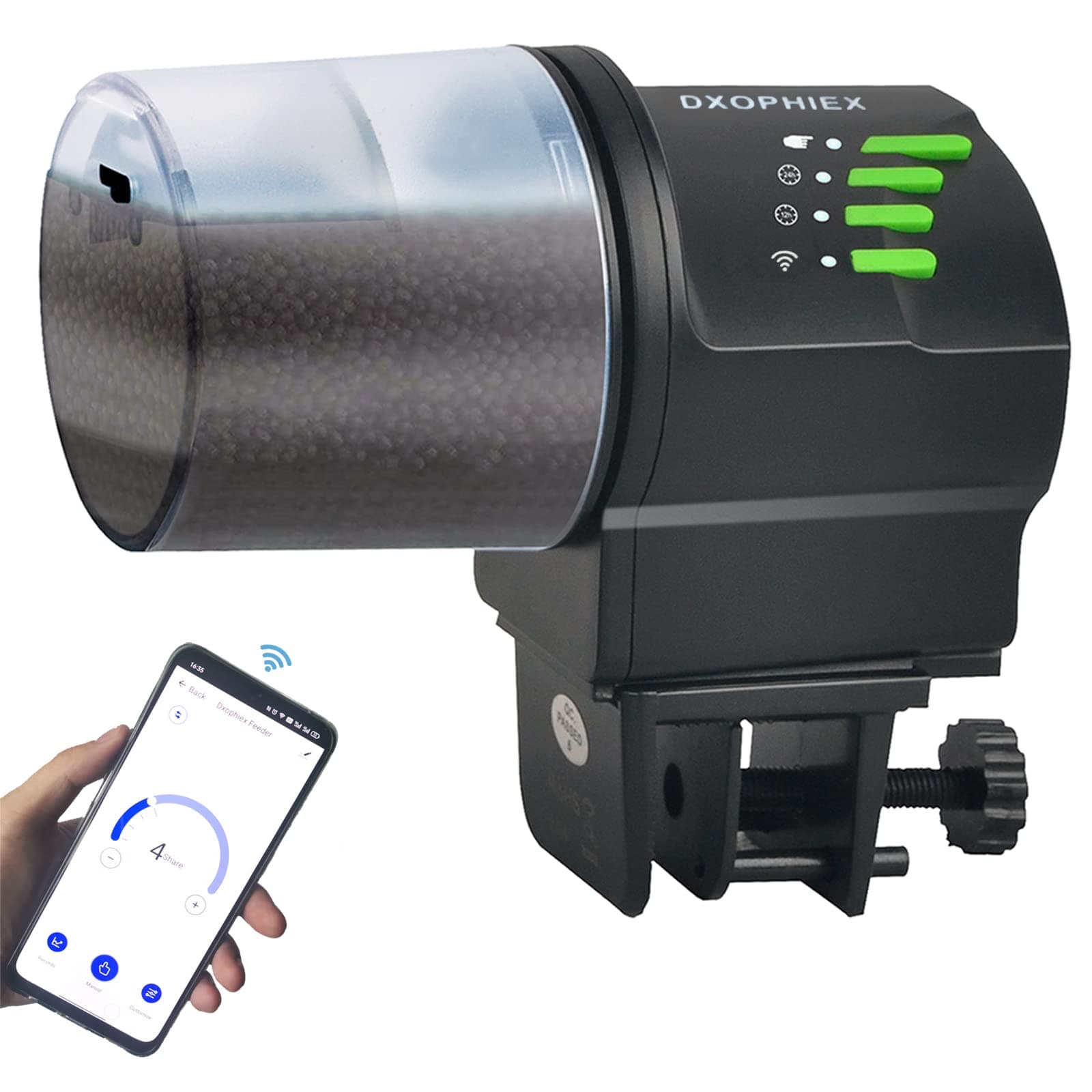 WiFi Fish Feeder Automatic Fish Feeder Automatic Dispenser Vacation for Aquarium and Turtle Tank with Feeding Ring