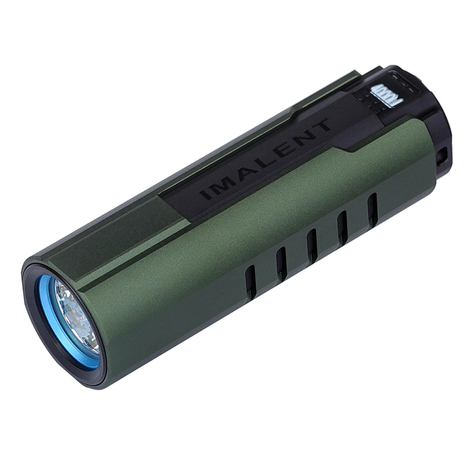IMALENT LD70 EDC Flashlight Rechargeable 4000 lumens, Small Bright Torch Uses CREE XHP70.2 LED, Pocket Torch with OLED Display for Home Checking and Dog Walking (Army Green)