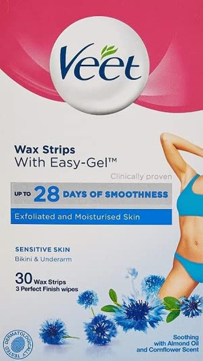 Veet Bikini Wax Strips, 30 Cold Wax Strips, Brazilian Wax, Bikini Wax, Bikini Hair Removal, Underarm Hair Removal, Sensitive Wax Strips, Smooth Skin, Waxing, Hair Removal