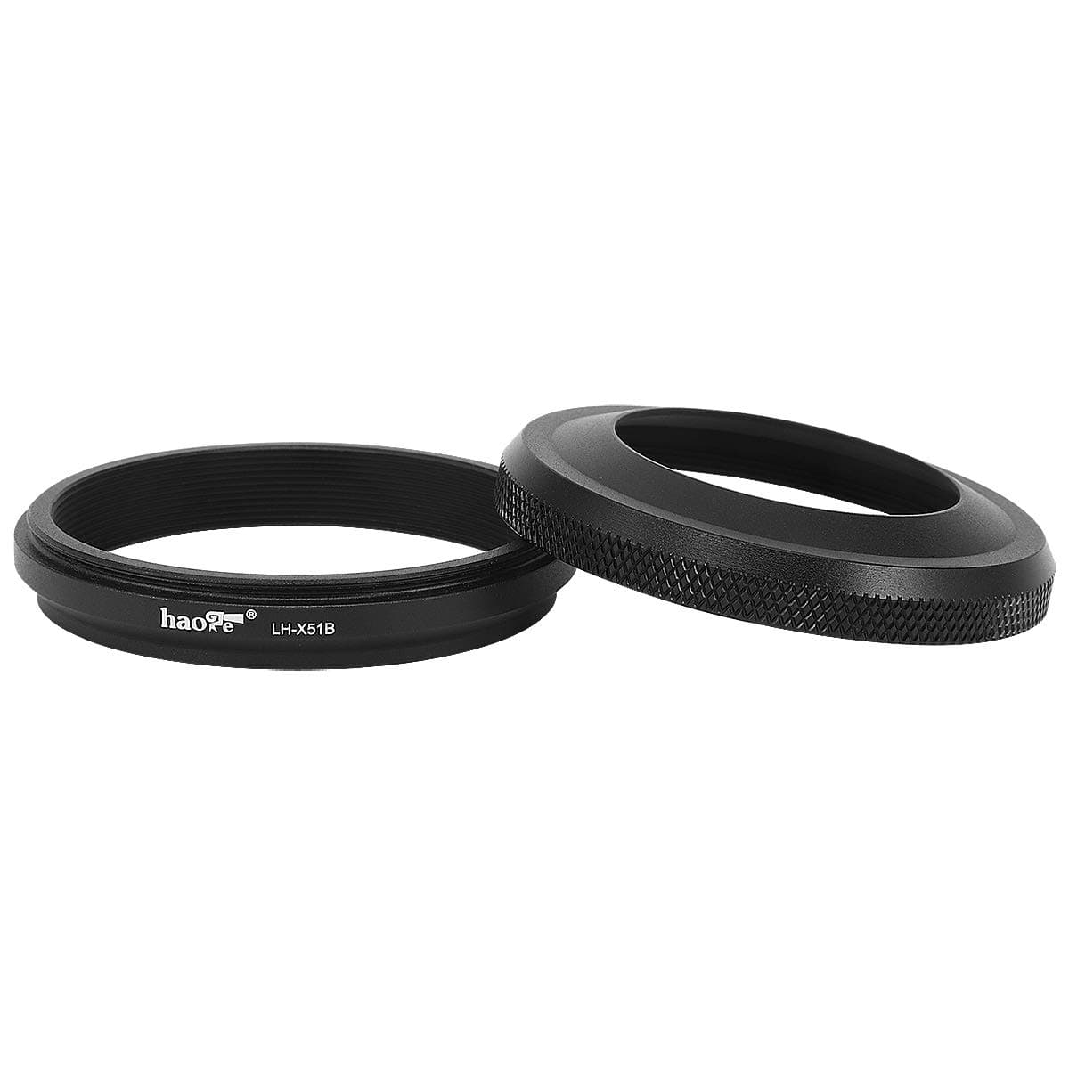 Haoge LH-X51B 2in1 All Metal Ultra-Thin Lens Hood with Adapter Ring Set for Fujifilm X100VI FinePix X100V Camera Accessories Black