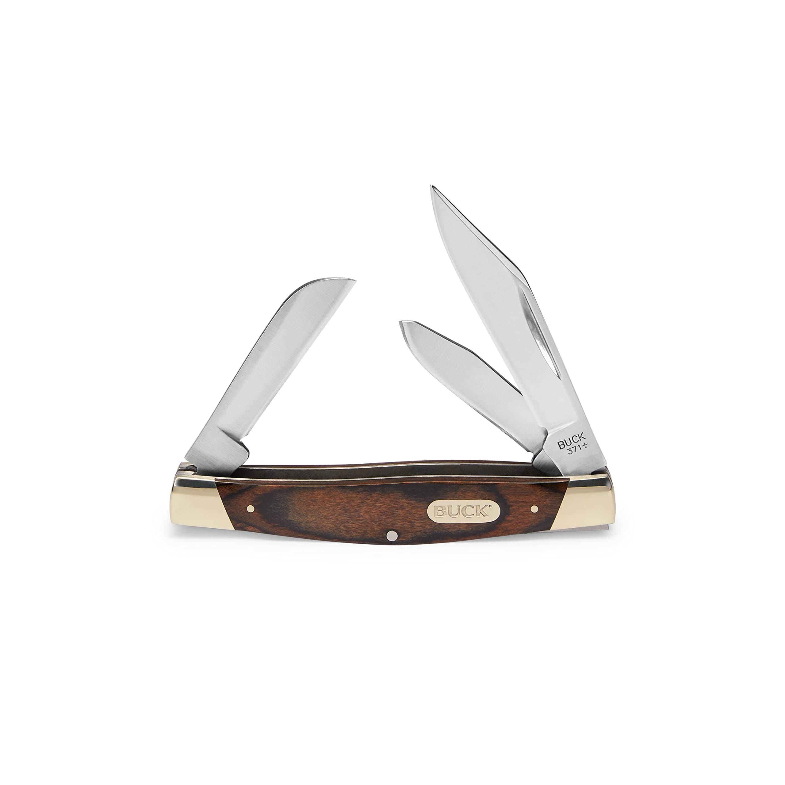 Knives 0371BRS Stockman 3 Blade Pocket Knife with Woodgrain Handle