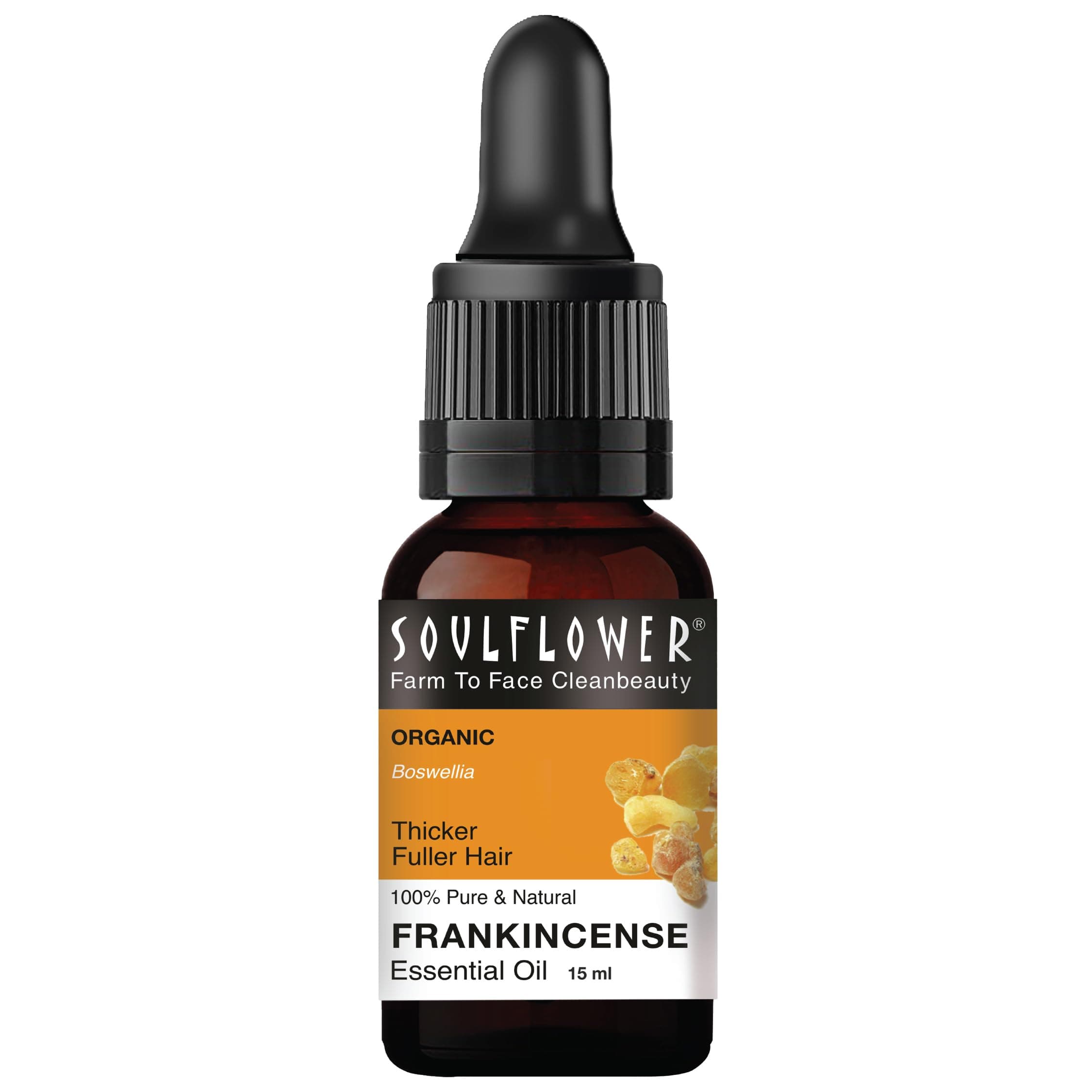 Soulflower Frankincense Essential Oil, Anti Aging, Improve Skin Tone & Elasticity, Hair Growth, Reduce Hair Fall, Dry & Itchy Scalp|Boswellia Genus, 100% Pure, Natural, Organic, Chemical Free, 15ml