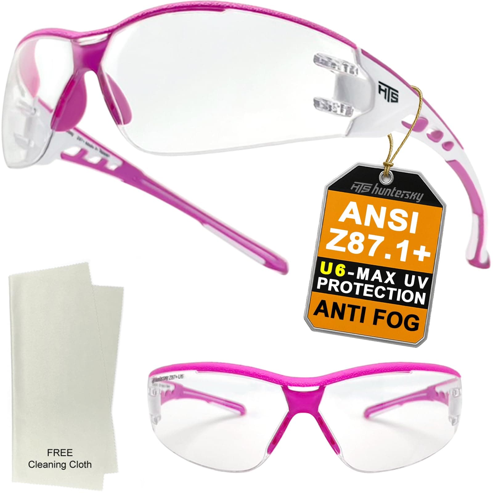 E9532 Super Flexible Lightweight Anti Fog Wrap-Around U6 Clear Shooting Safety Glasses with ANSI Z87.1 Scratch Resist lab chemistry goggles
