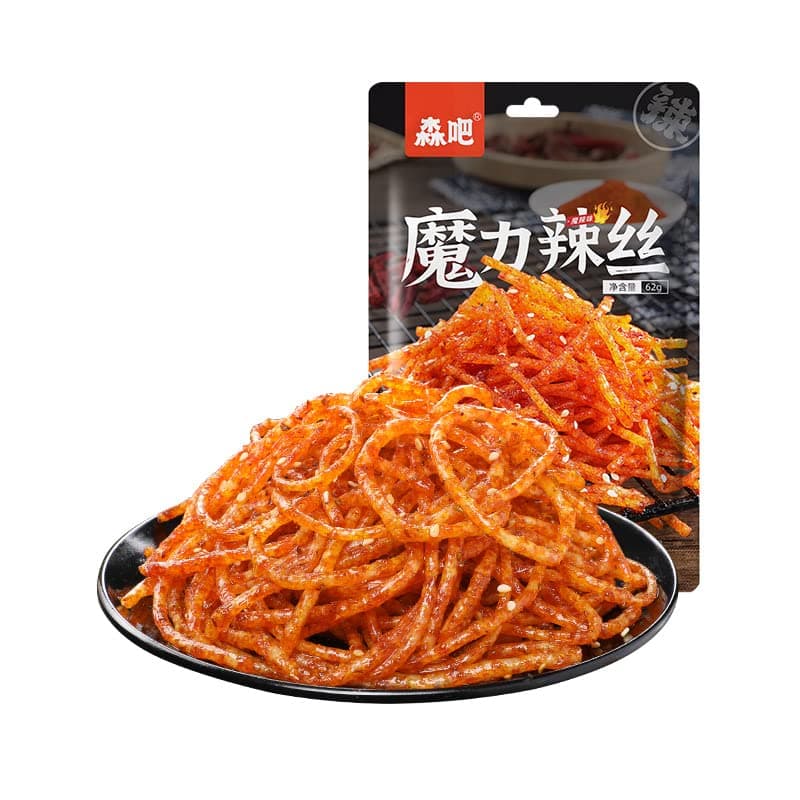Spicy Strips Chinese Snack (62G/Bag) of Handmade Spicy Strips, La Tiao,Vegetarian Spicy Strip, Konjac Lataio Spicy Strips Latio,Casual Snacks Spicy Jindao Spicy Strips (Hot Filament,10 bag)