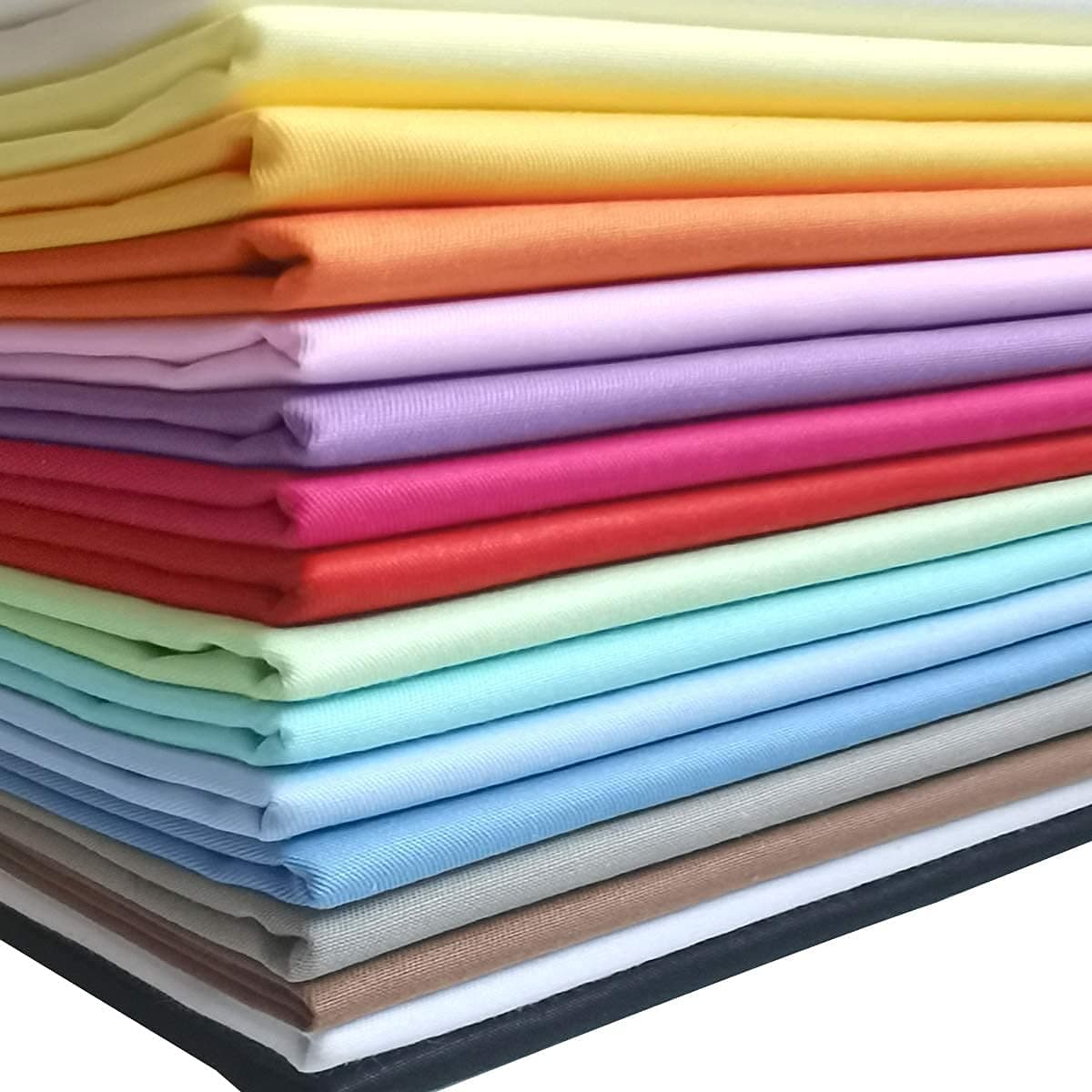 16pcs 18 x 22 inches Cotton Fabric Premium Solid Precut Fabric Pure Quilting Fat Quarter Bundles Patchwork for Sewing DIY Craft