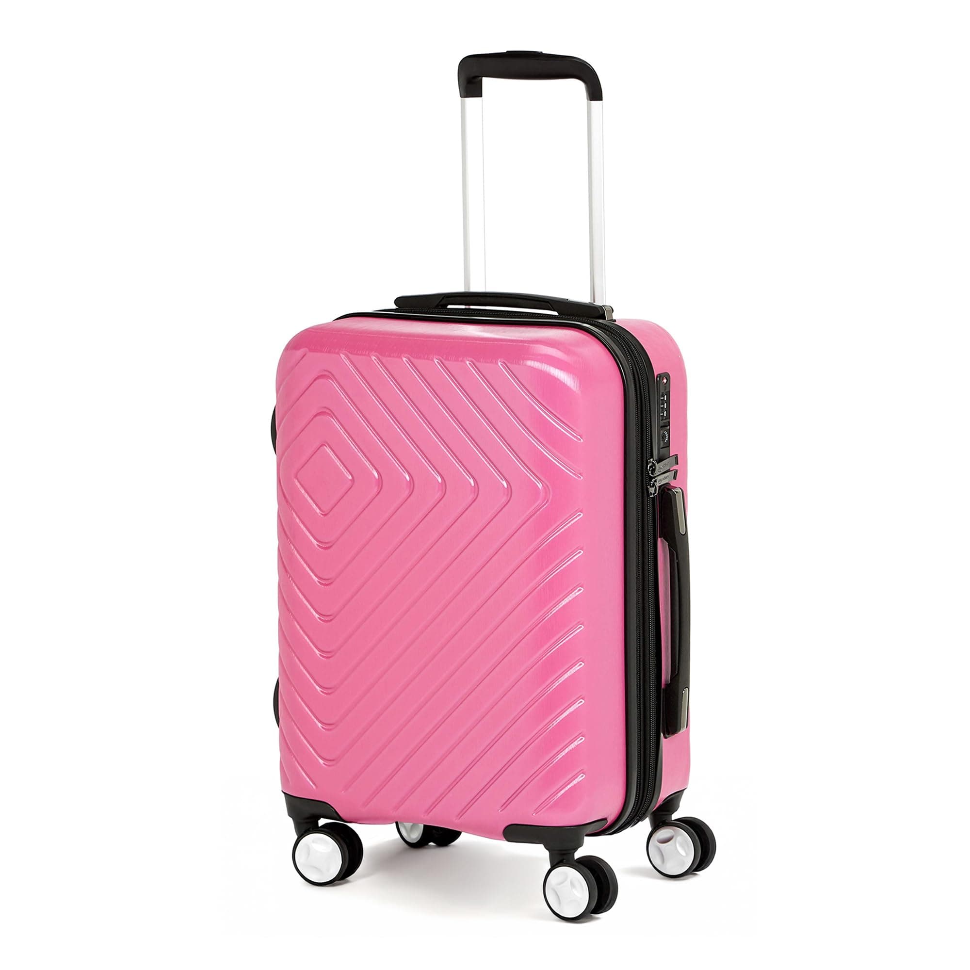 21" Hardside Carry-On Luggage with TSA Lock, Expandable, Scratch-Resistant Geometric Surface, Organized Interior, 4 Multi-directional Spinner Wheels, Pink