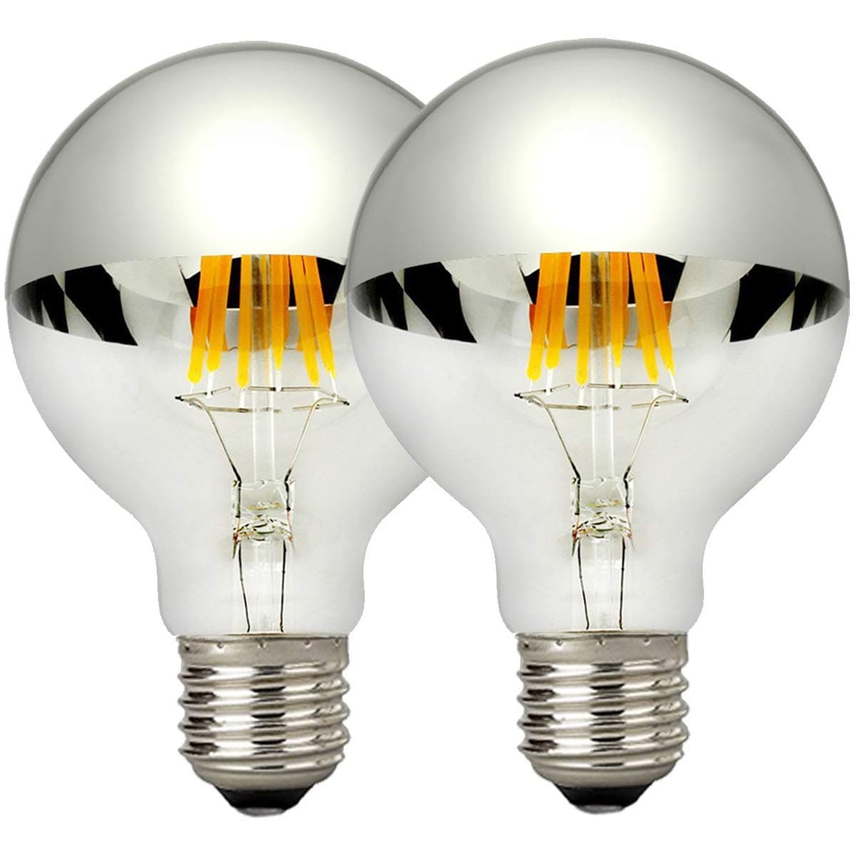 LUXON Half Chrome Light Bulbs,Dimmable,LED Edison Bulbs,Silver Dipped Anti Gl...