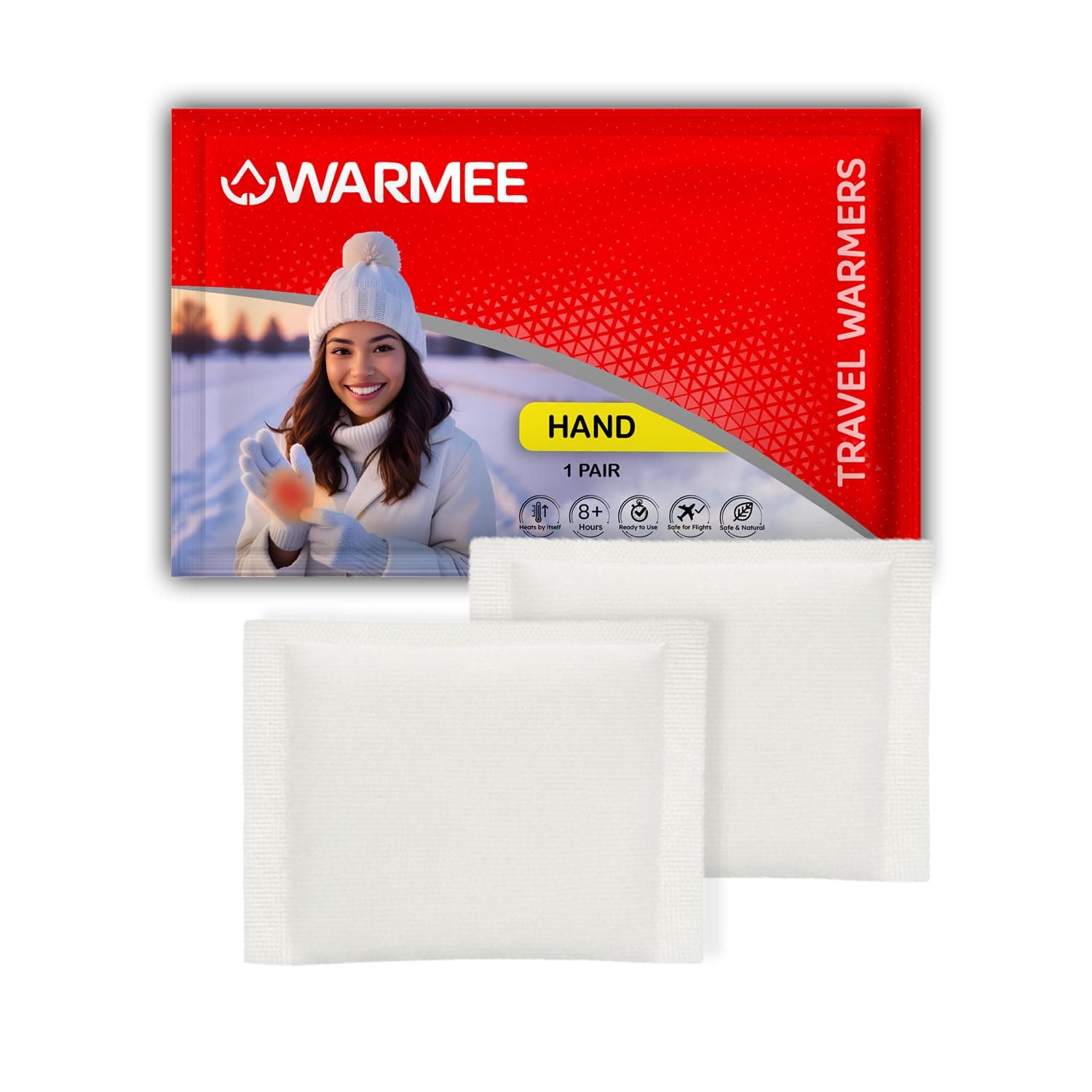 WARMEE Hand Warmers (Pack of 4 Pairs)|| 8+ Hours of Real Safe and Natural Heat | Ideal for Children and Adults || Travel Warmers for Winter Holidays, Camping, Trekking || Air Activated