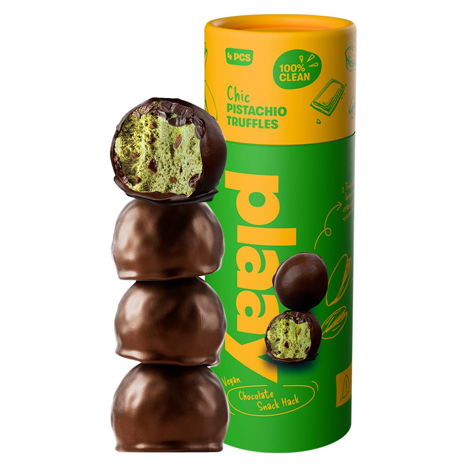 Pistachio Dark Chocolate Truffles – keto-friendly snack with clean ingredients, pistachio-packed indulgence for guilt-free, everyday chocolate bliss – 60g