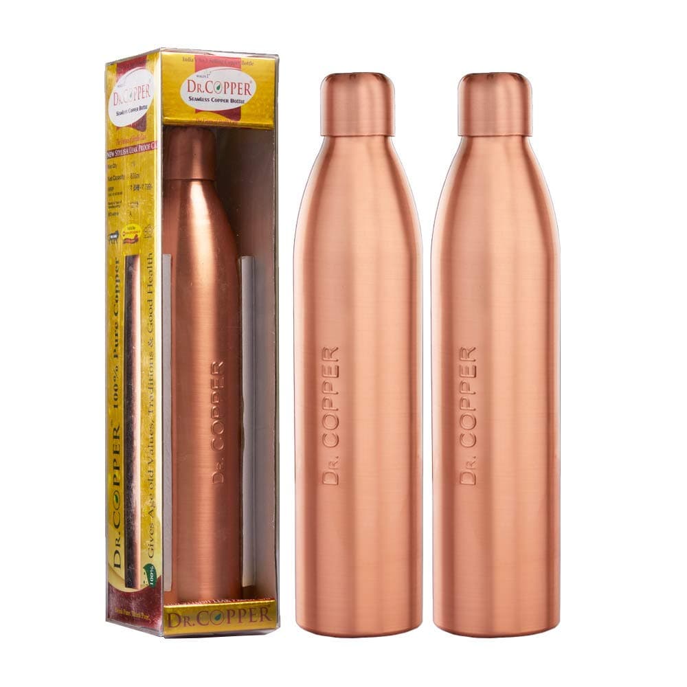 Dr. CopperCopper Water Bottle, 800ml, Set of 2, Copper