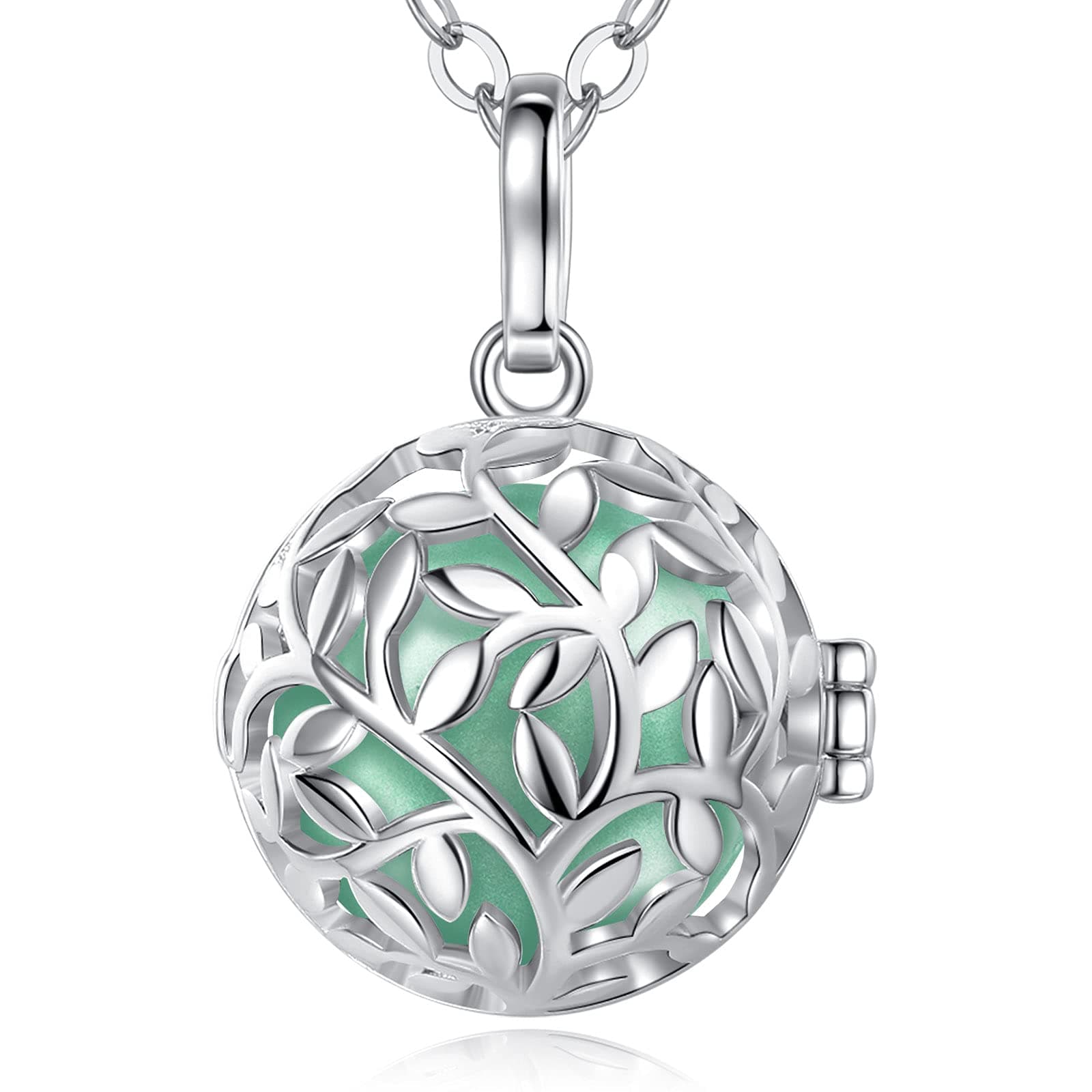 Tree of Life Necklace with Music Chime Wishing Ball Pregnancy Mexican Bola Pendant Necklacefor Women Ladies Jewellery Best Gift, 30"+45"