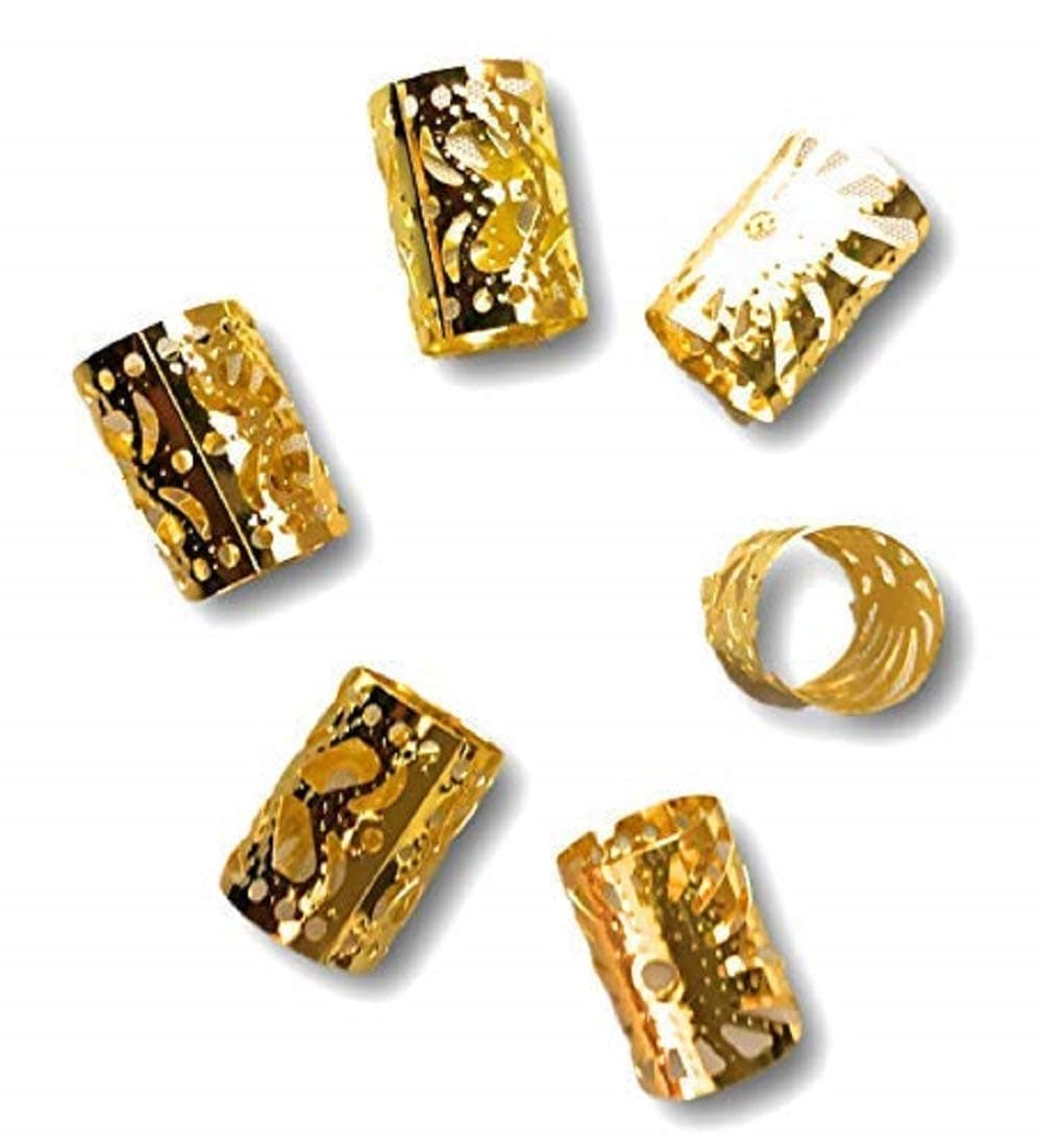6 Pieces Jumbo Gold Faux locs Jewelry Braids Dreadlocks Jewelry Hair Ring Aluminum Hair Coil for Dreadlocks Braiding Jewelry Ring Hollow for Braided Hair Natural Hair Jewelry 17mm X 23mm